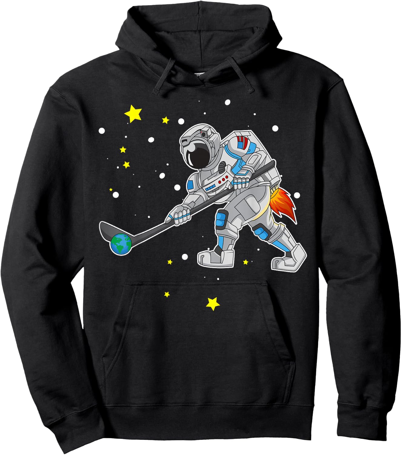Astronaut Playing Hockey in Outer Space Hoodie - Hoodie | Black