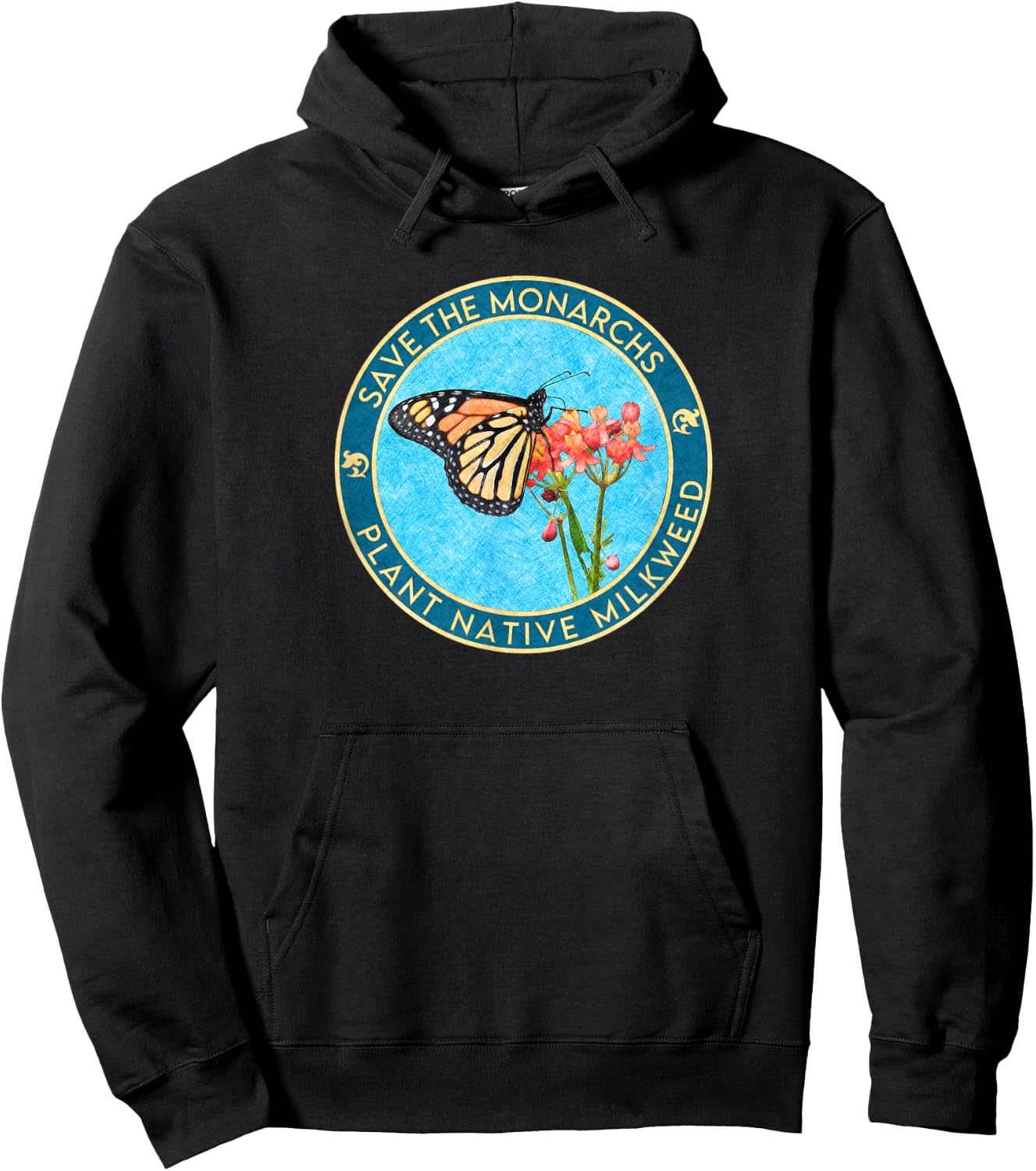 Save the Monarch Butterflies: Plant Native Milkweed Hoodie - Hoodie | Black