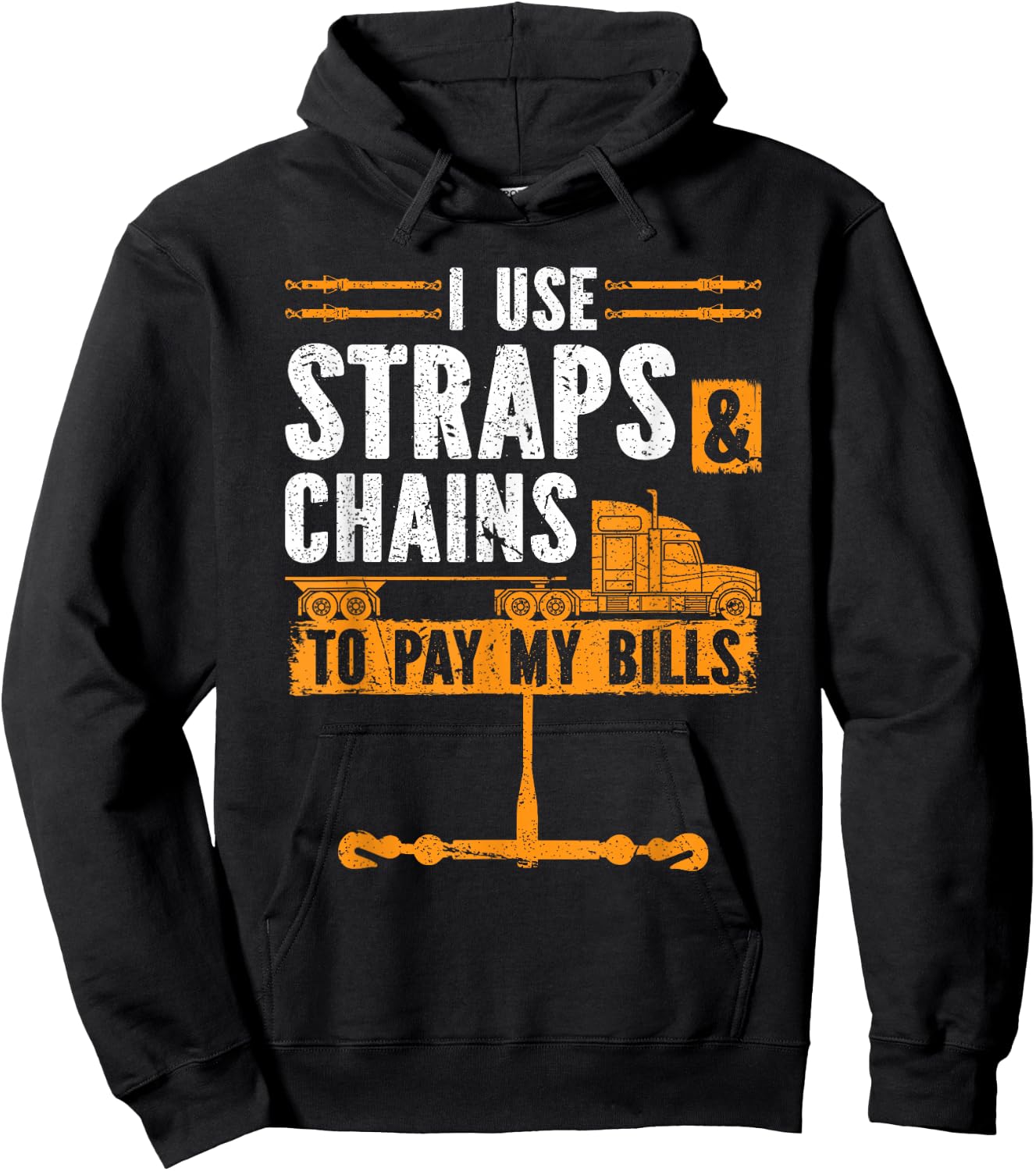 Flatbedder Truck Driver Straps & Chains, Flatbed Trucker Hoodie - Hoodie | Black