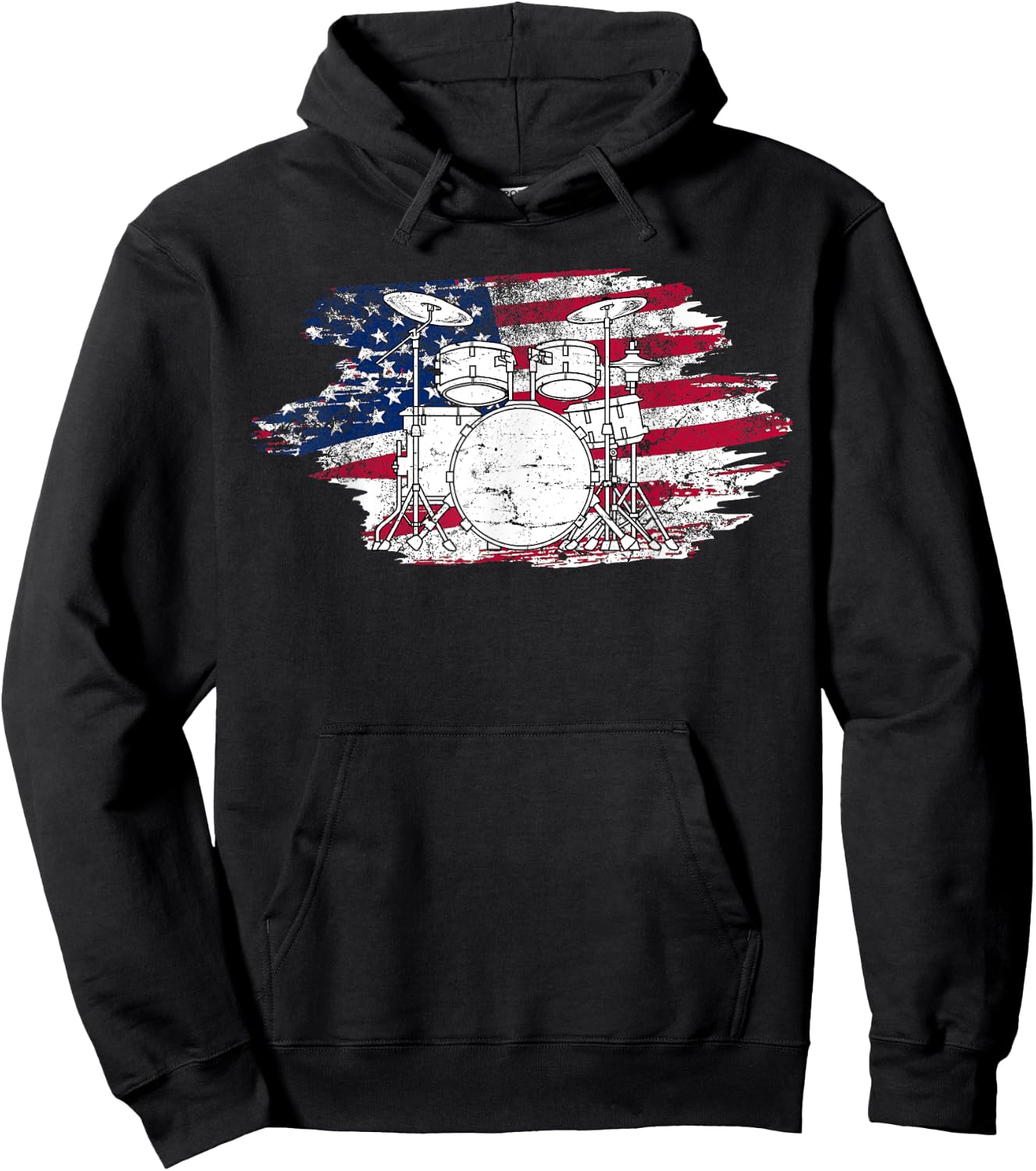 Cool Drummer Art Women America US Flag Drum Set Hoodie - Hoodie | Black