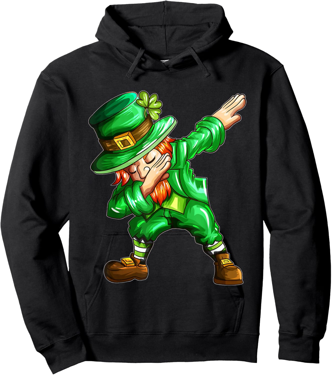 St Patricks Day Dab Dabbing Leprechaun in Green Holiday Hoodie - Hoodie | Black