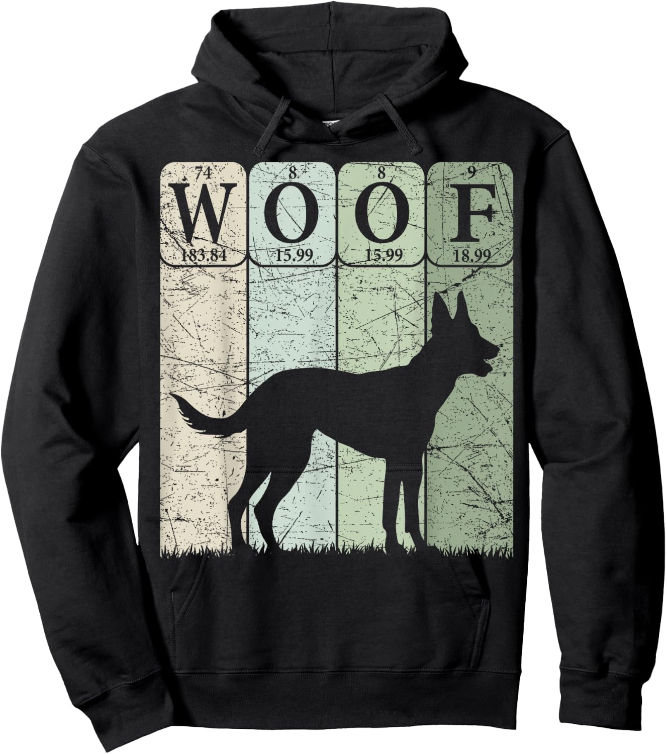 Belgian Malinois Dog Periodic Table Elements Malinois Woof Hoodie - Hoodie | Black
