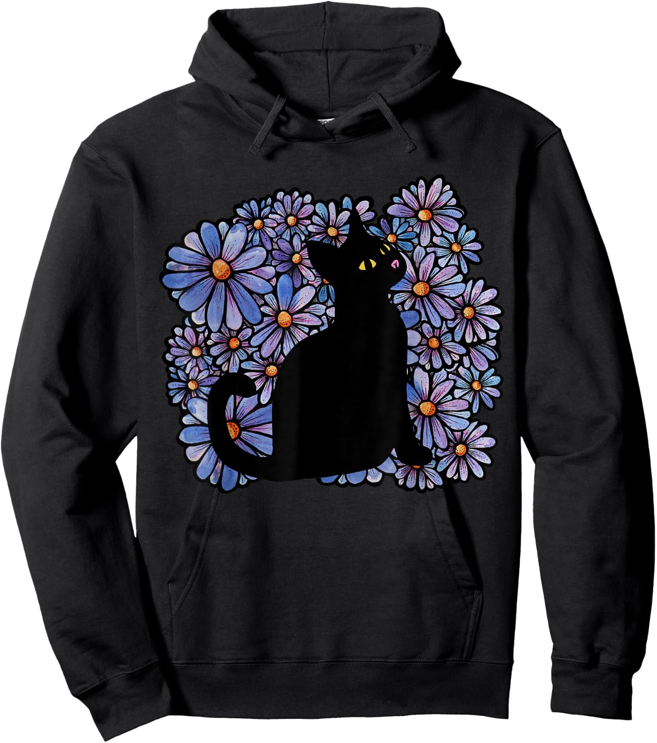 Black Cats Flower Garden Hoodie - Hoodie | Black
