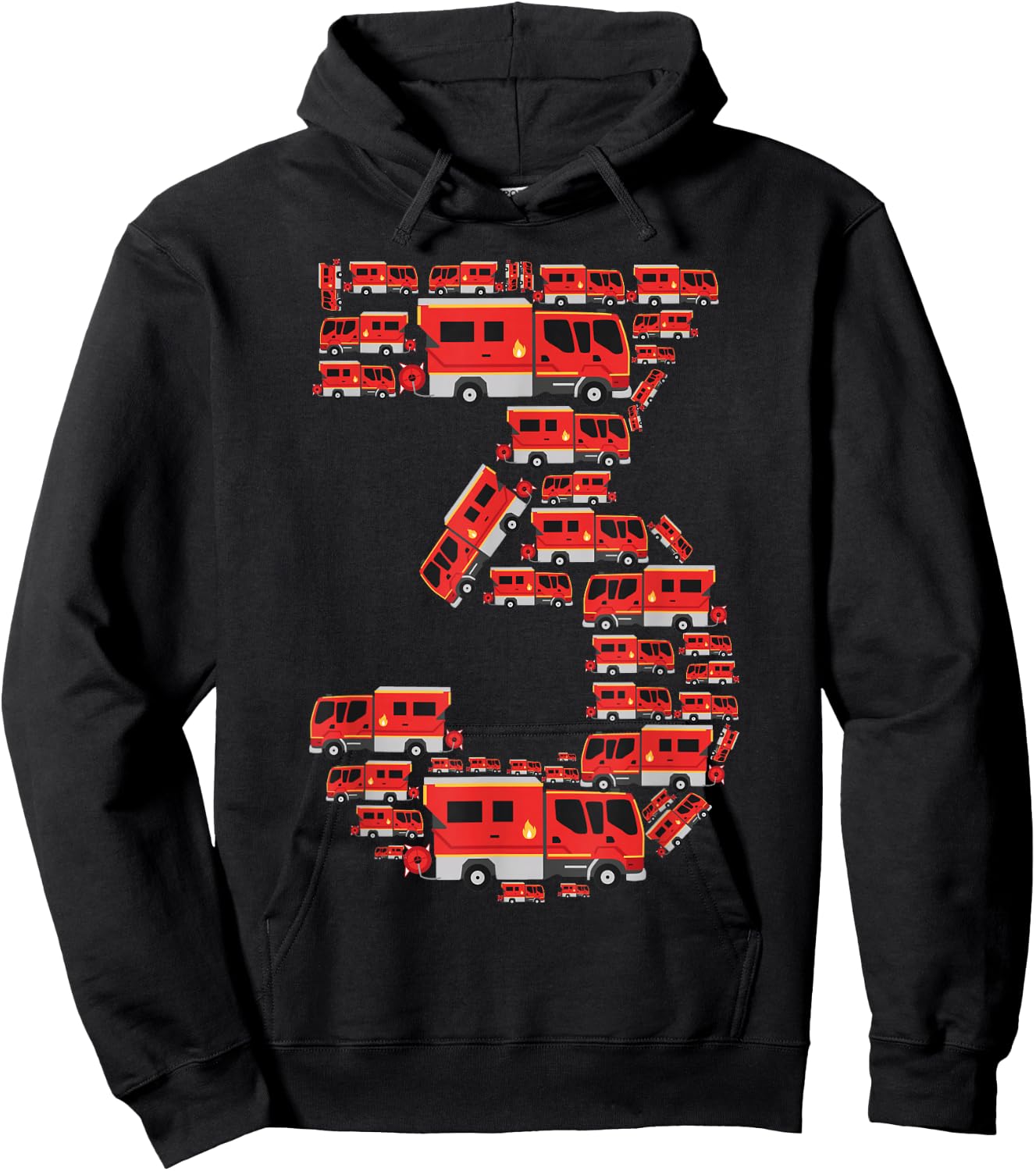 Fire Truck 3rd Birthday Boy 3 Year Old Toddler Firefighter Hoodie - Hoodie | Black
