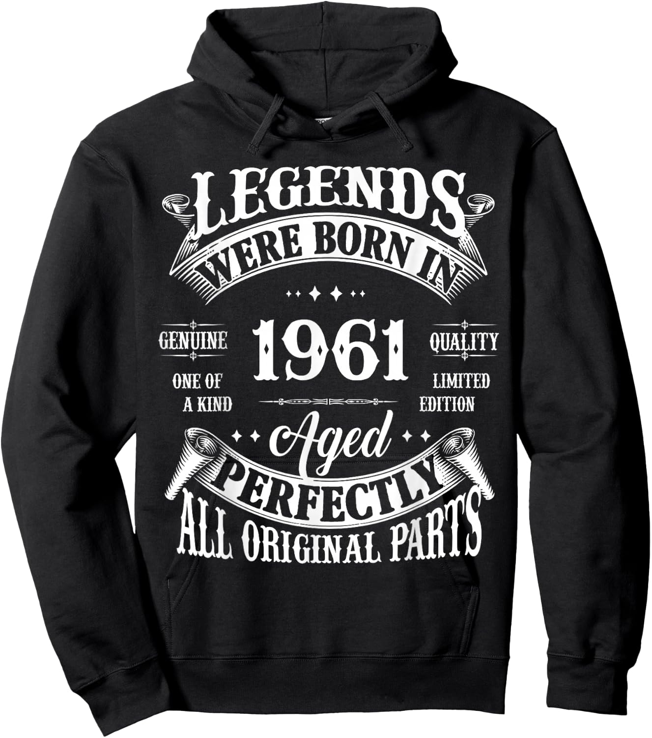 65th Birthday Gift Vintage Legends Born in 1961 65 Years Old Hoodie - Hoodie | Black