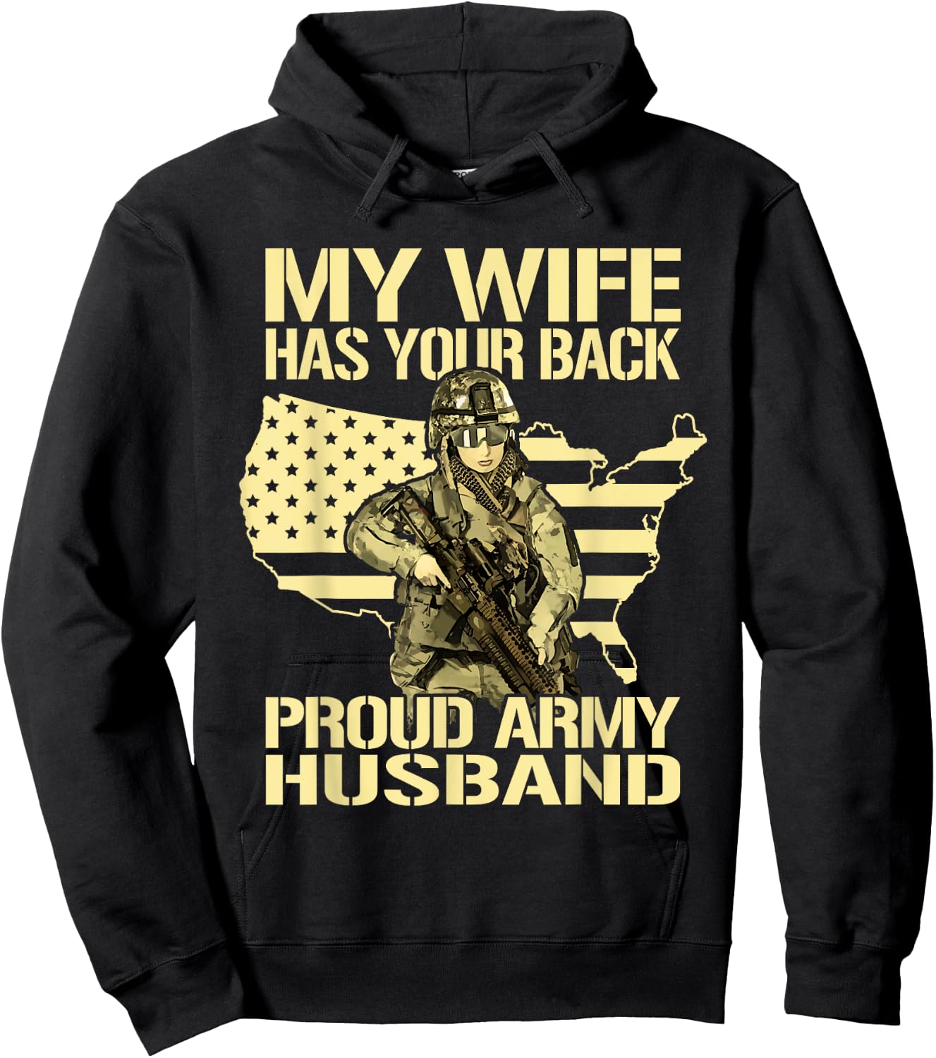 My Wife Has Your Back - Proud Army Husband Military Spouse Hoodie - Hoodie | Black