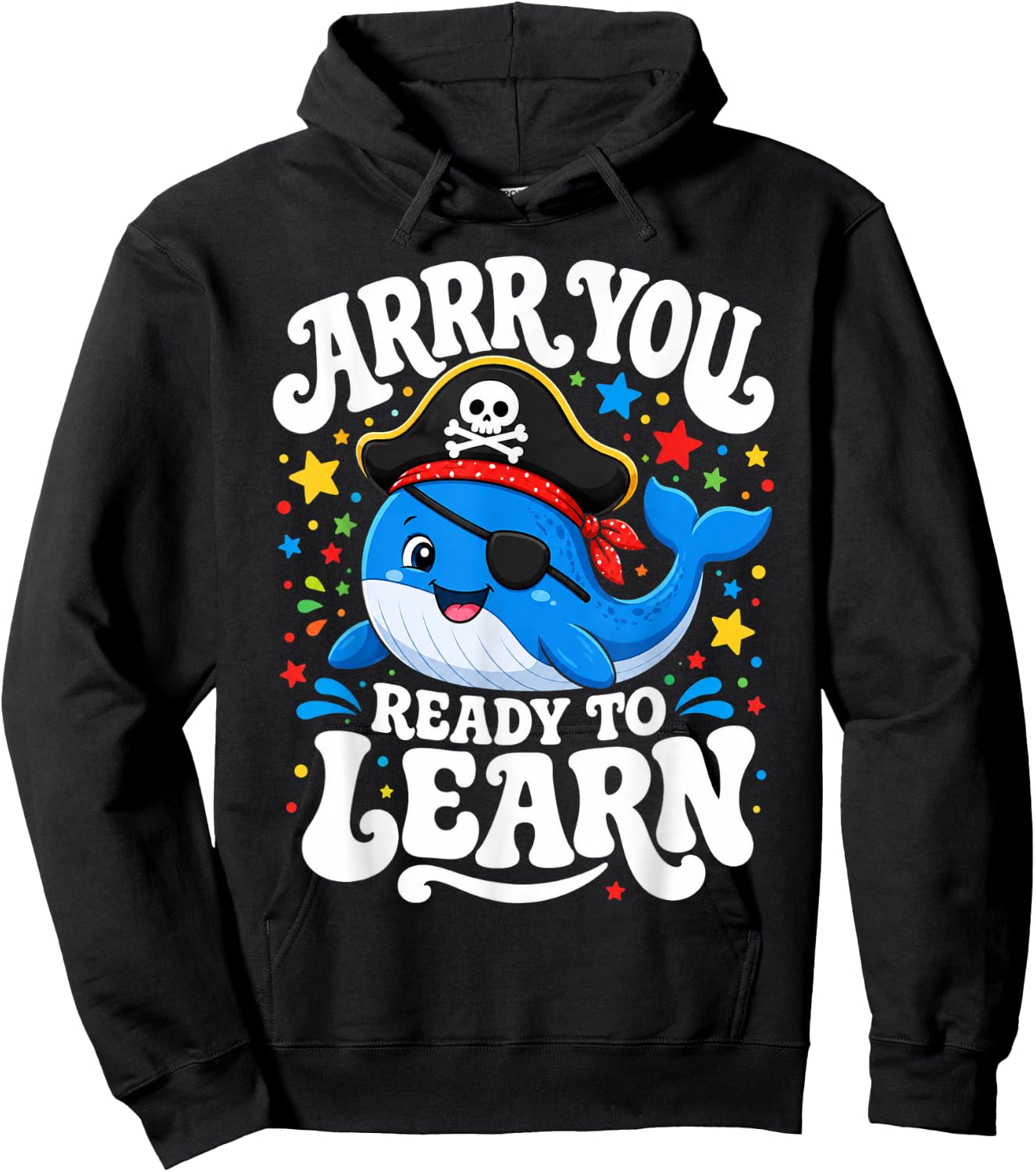 ARRR You Ready to Learn Funny Pirate Whale Teacher Groovy Hoodie - Hoodie | Black