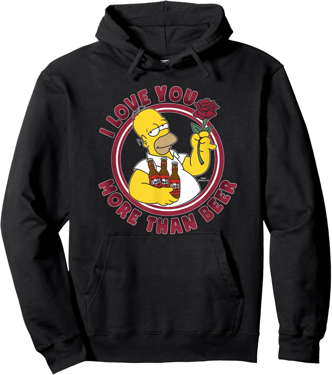 The Simpsons Valentine's Day Homer Love You More Than Beer Hoodie - Hoodie | Black