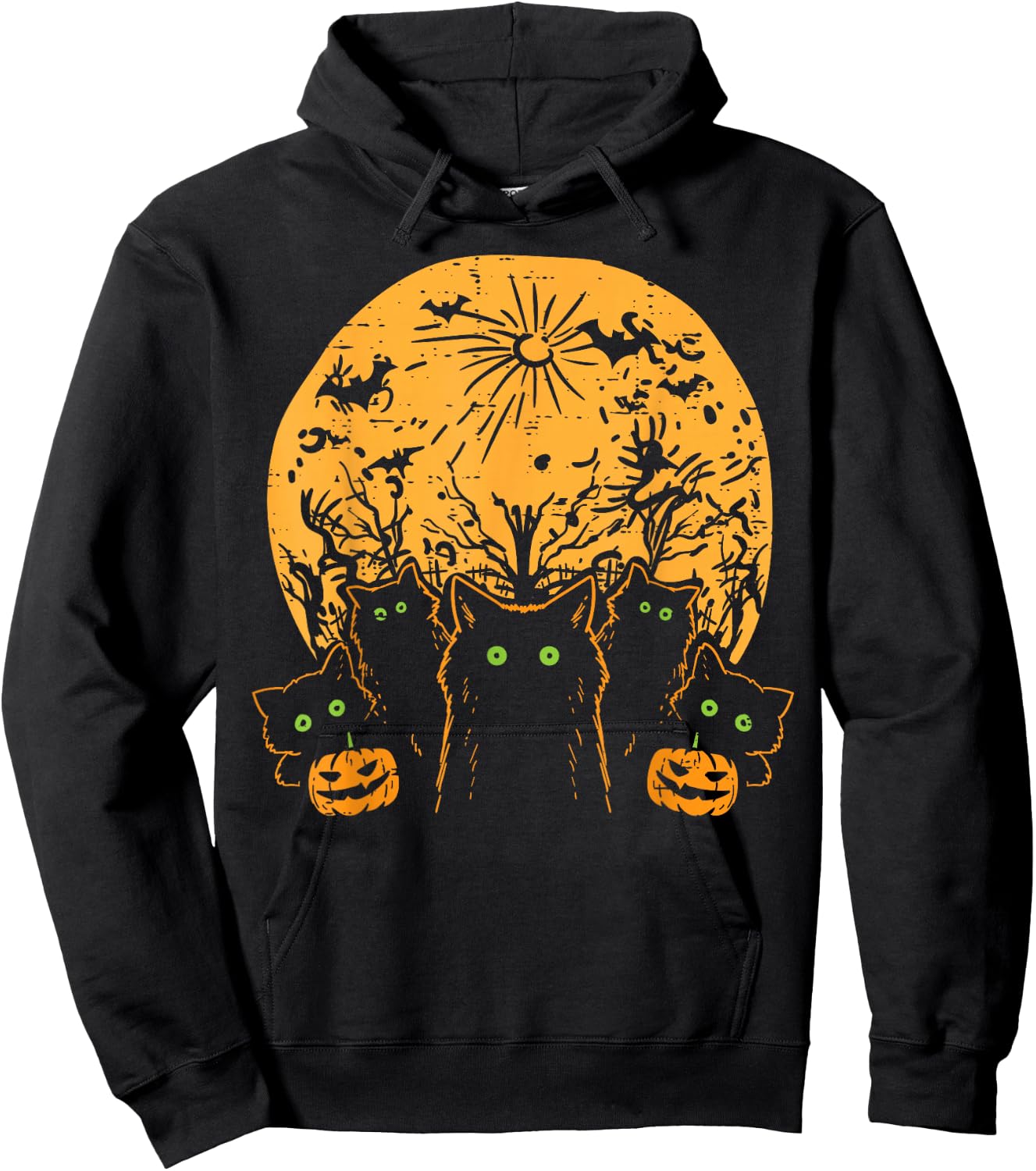 Black Cats Full Moon Halloween Animal Pet Men Women Kids Hoodie - Hoodie | Black