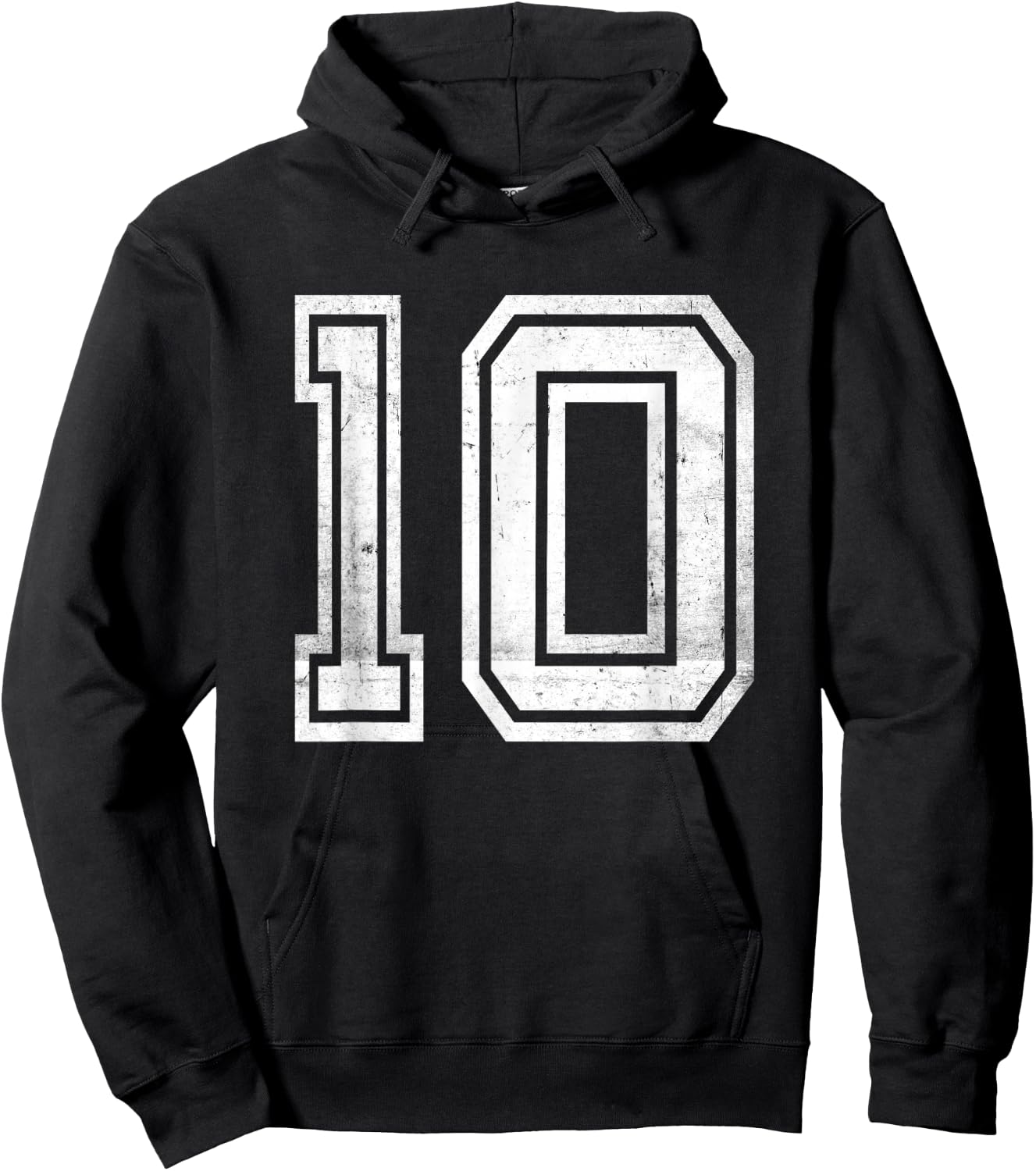Distressed Number #10 Retro Number Hoodie - Hoodie | Black