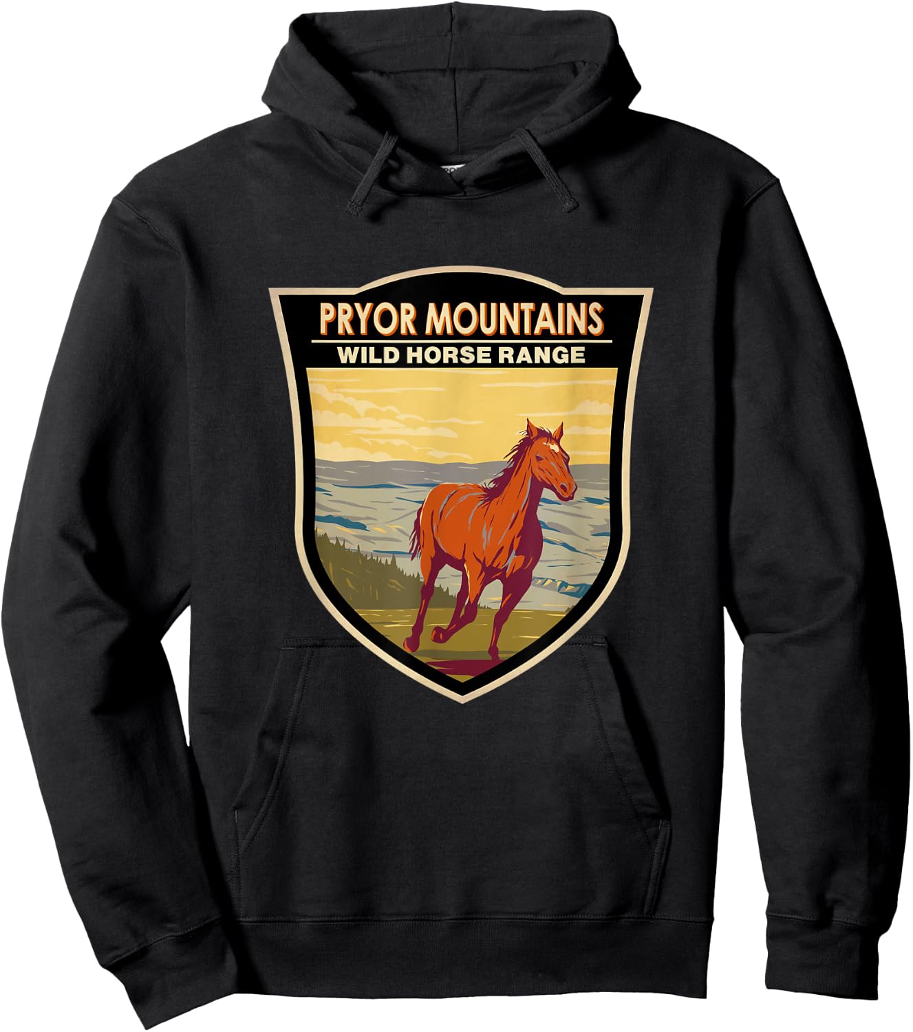 Pryor Mountains Wild Horse Range Badge Hoodie - Hoodie | Black