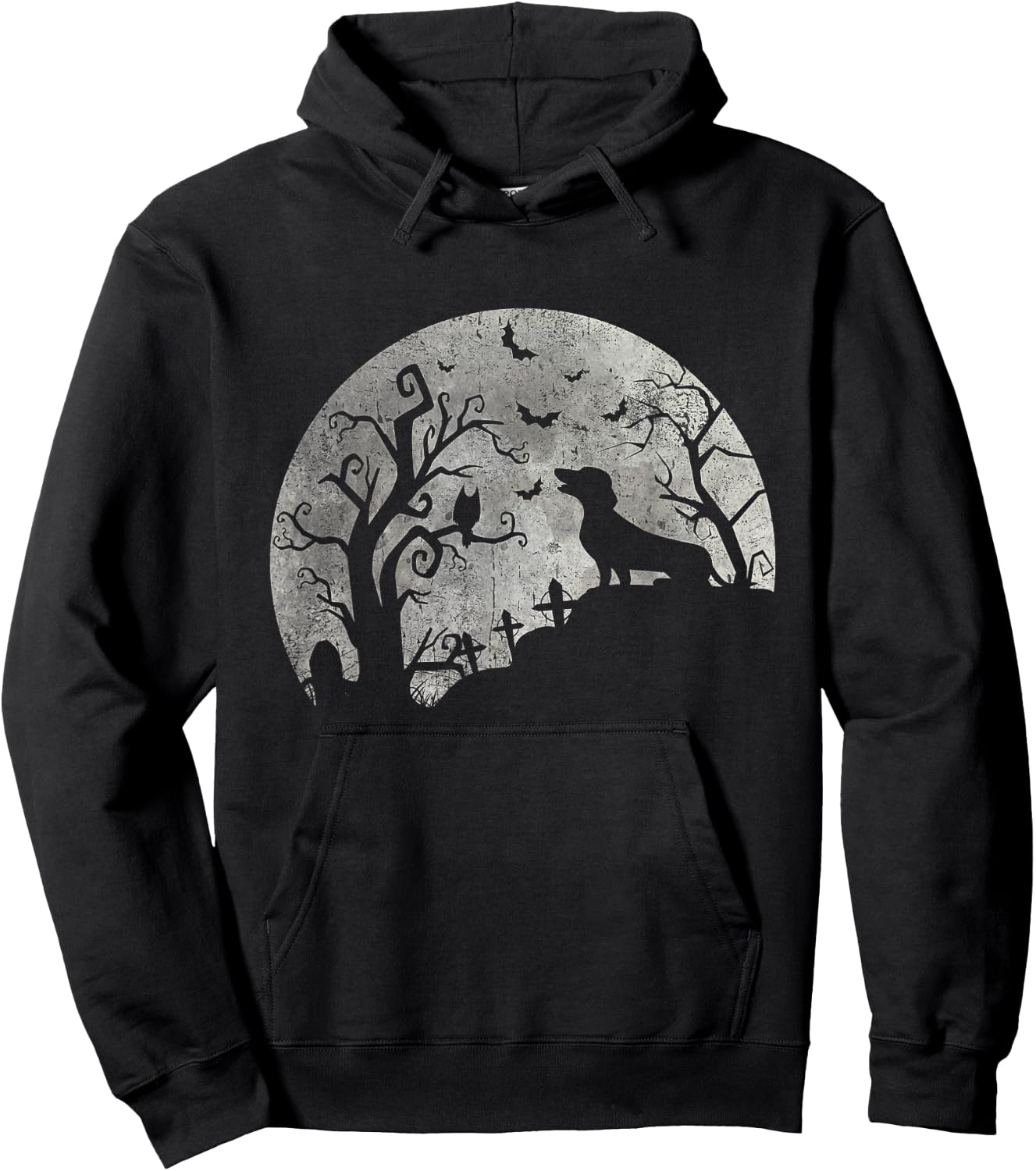 Dachshund And Moon Halloween Dachshund Lovers Pet Owner Hoodie - Hoodie | Black