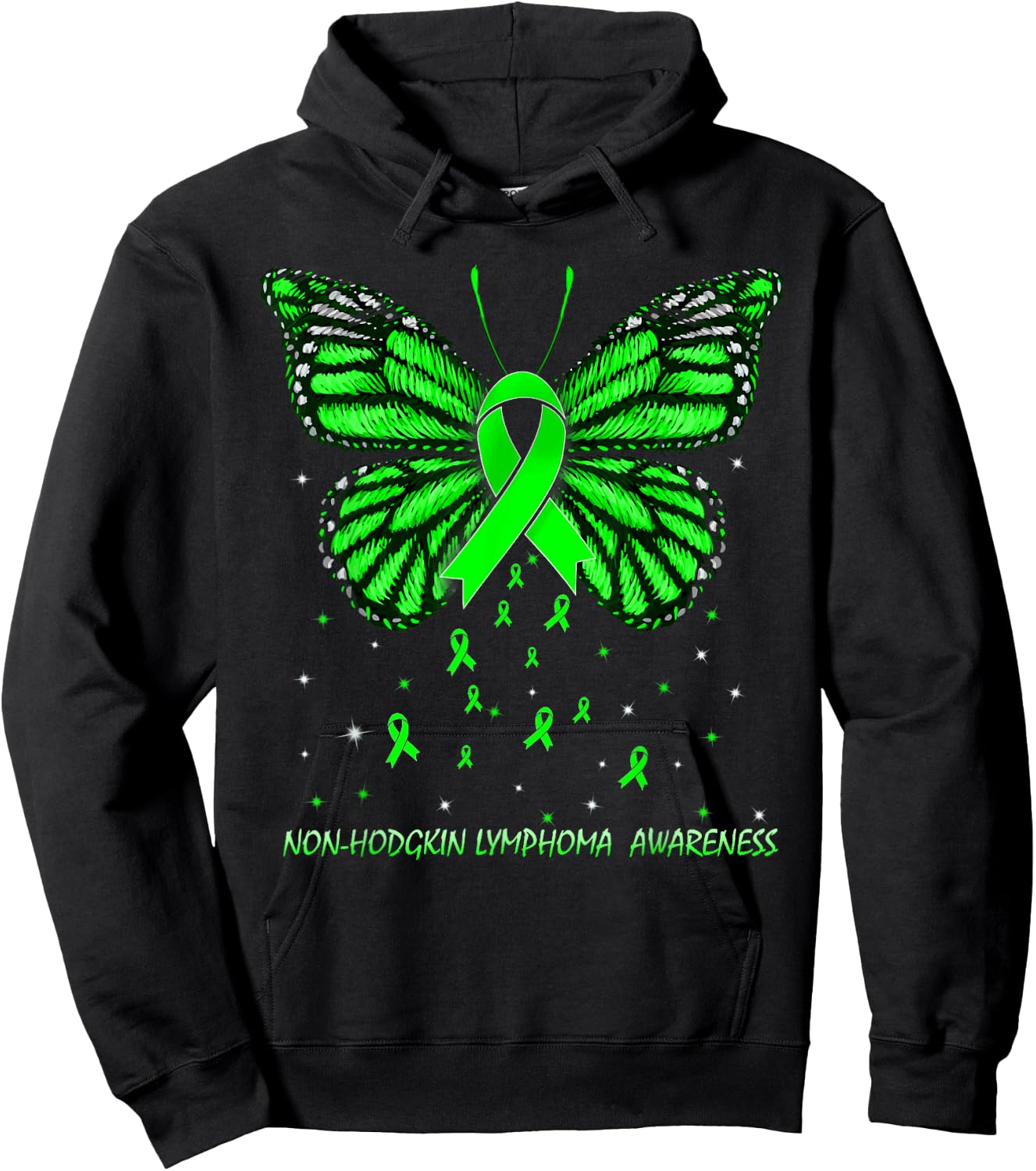 Non-Hodgkin Lymphoma Butterfly Hoodie - Hoodie | Black