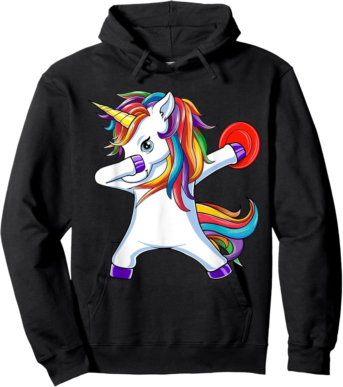Dabbing Unicorn Funny Flying Disc Golf Player Hoodie - Hoodie | Black