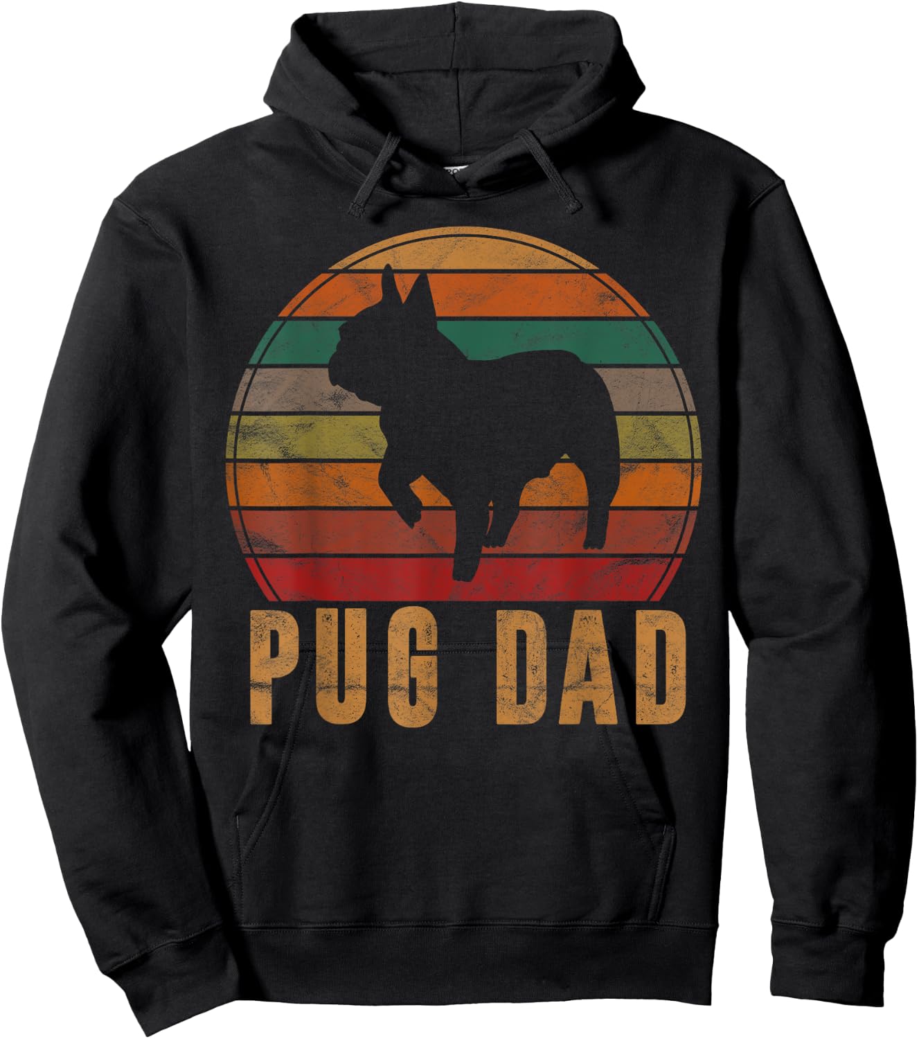 Retro Pug Dad Gift Puggle Daddy Dog Owner Pet Father Women Kids Hoodie - Hoodie | Black