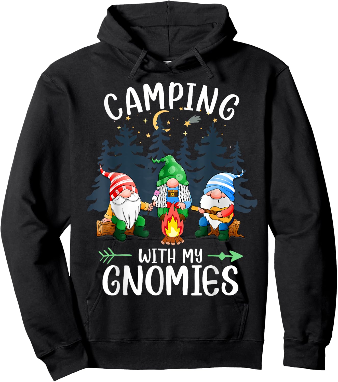 Camping with My Gnomies Funny Gnome Camp Women Men Small Hoodie - Hoodie | Black