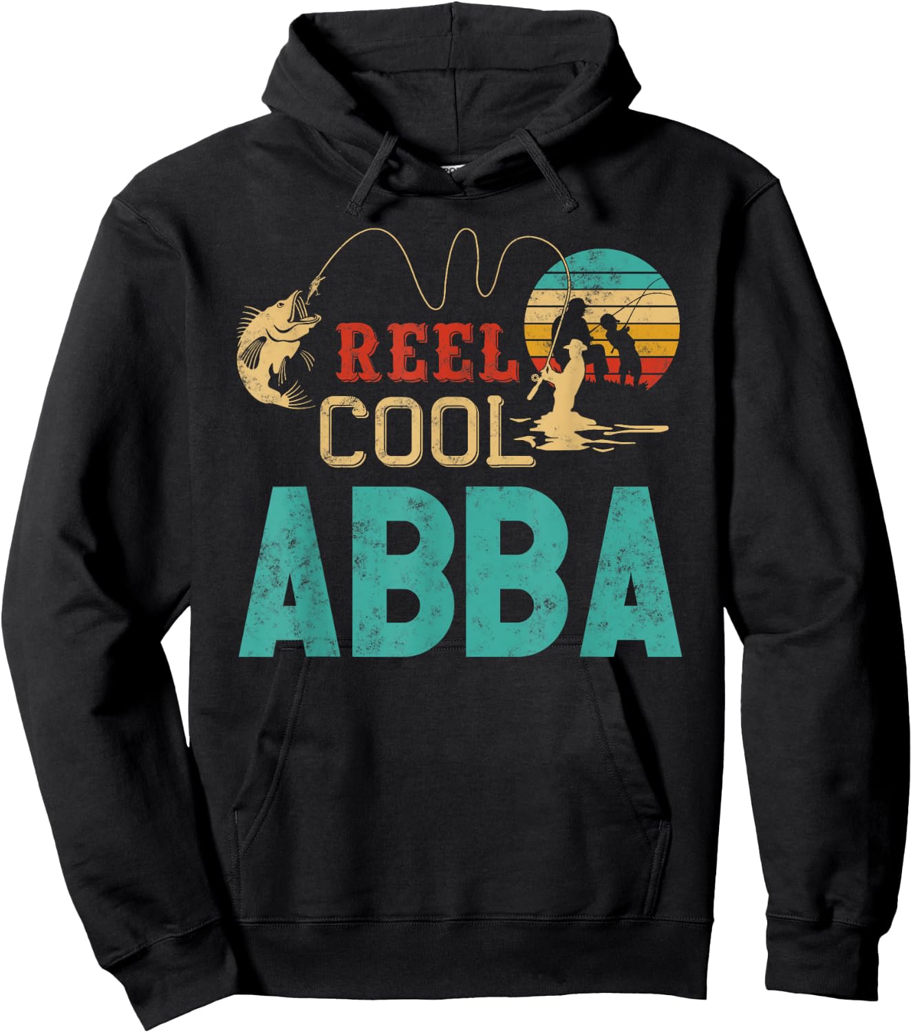Reel Cool Abba vintage funny fishing rod Gift Abba Hoodie - Hoodie | Black