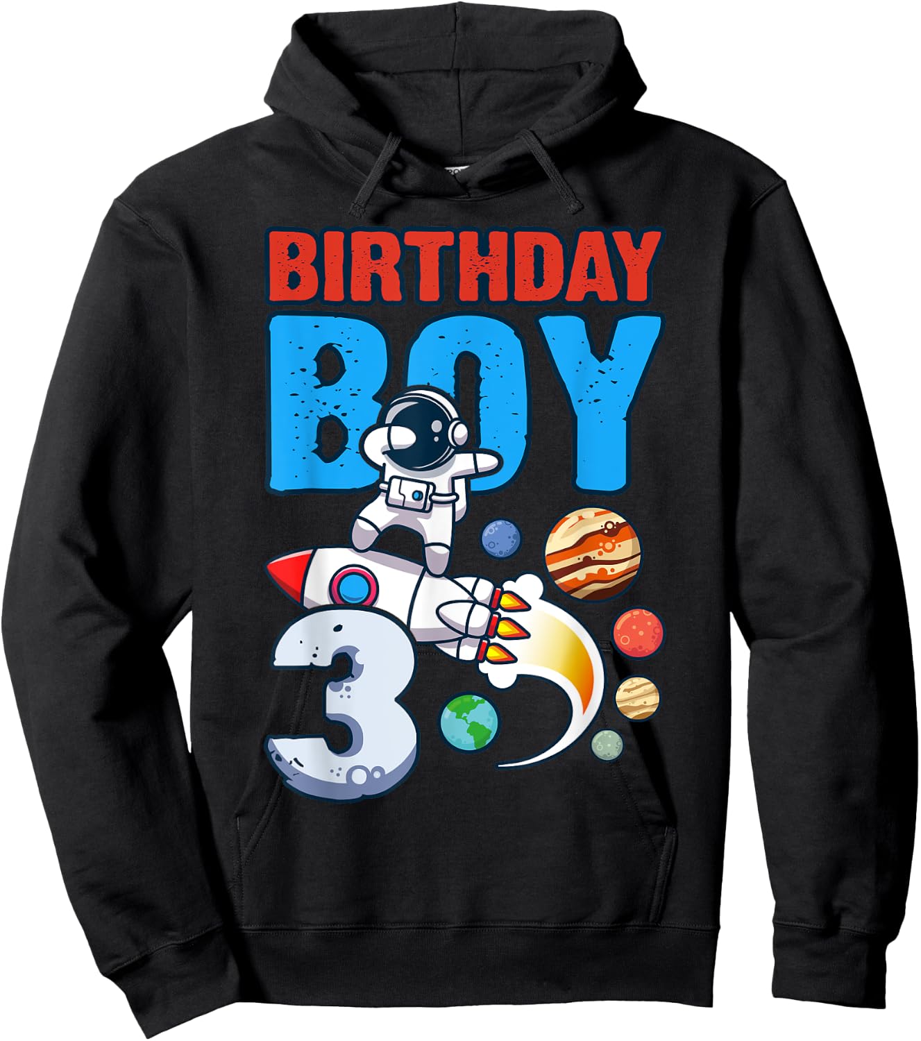 Birthday Boy 3 Years Old, Space Rocket, Dabbing Astronaut Hoodie - Hoodie | Black