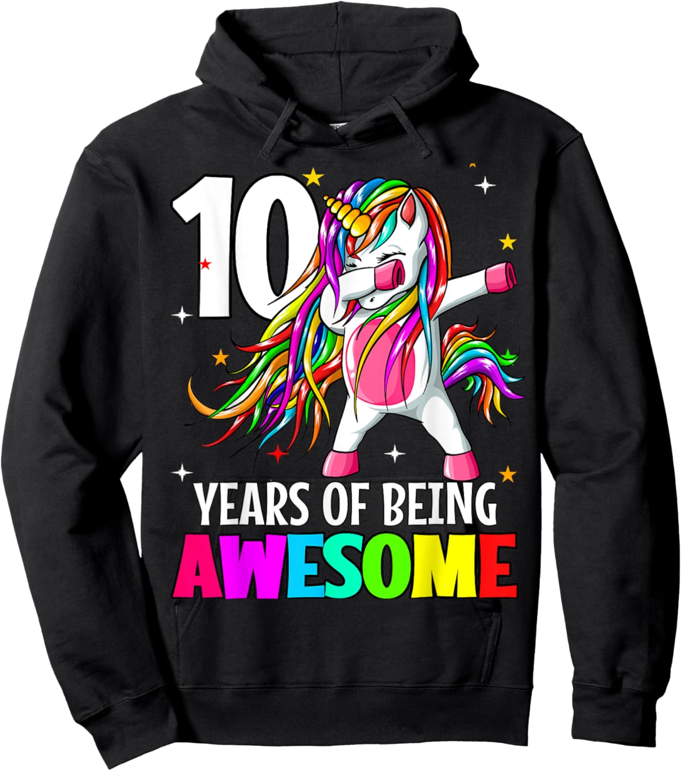 10th Birthday Dabbing Unicorn Party Gift 10 Years Old Girls Hoodie - Hoodie | Black