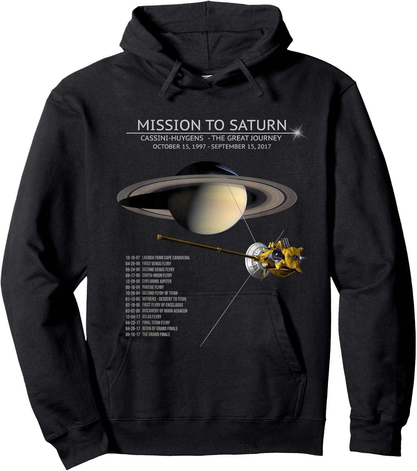 Cassini Huygens Saturn Mission Tour Grand Finale Space Gift Hoodie - Hoodie | Black