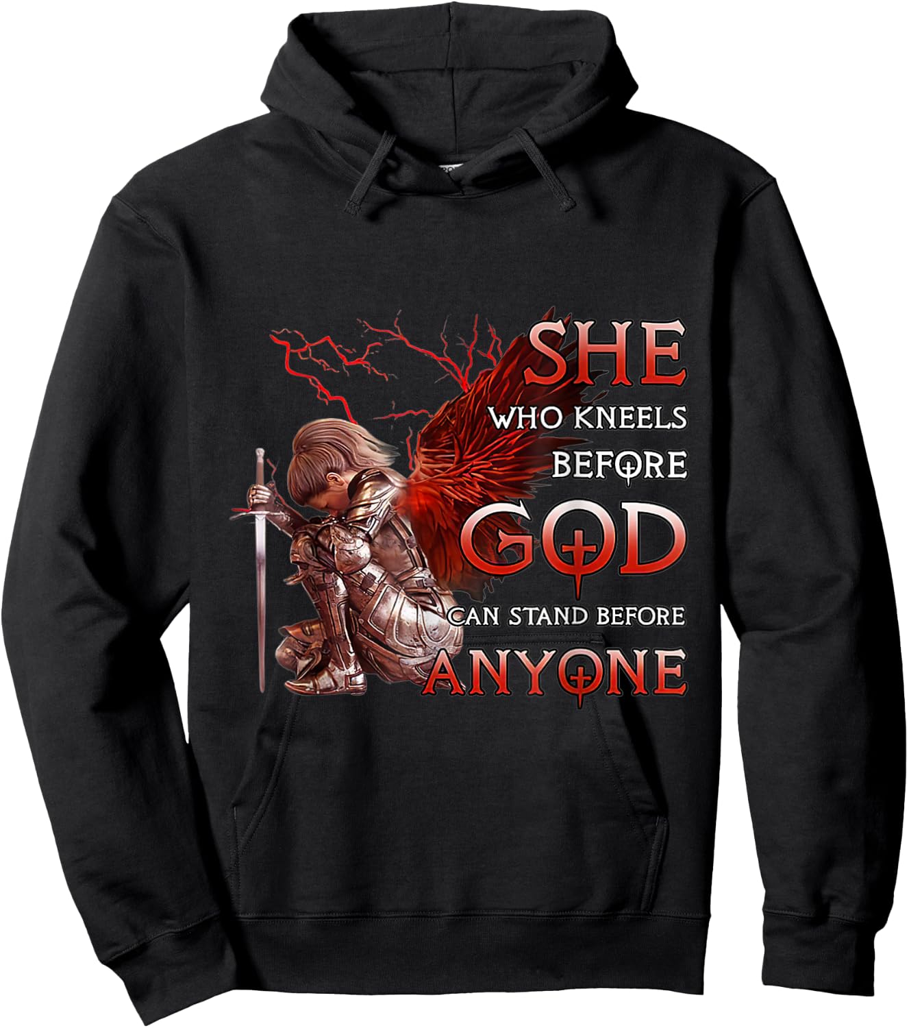 She Who Kneels Before God Can Stand Before Anyone Christian Hoodie - Hoodie | Black