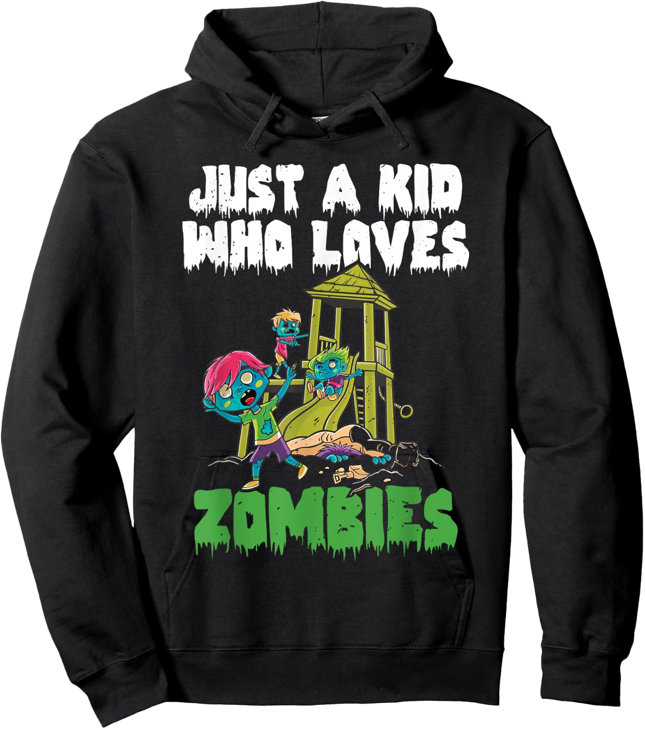 Just A Kid Who Loves Zombies Halloween Zombie Enthusiast Hoodie - Hoodie | Black