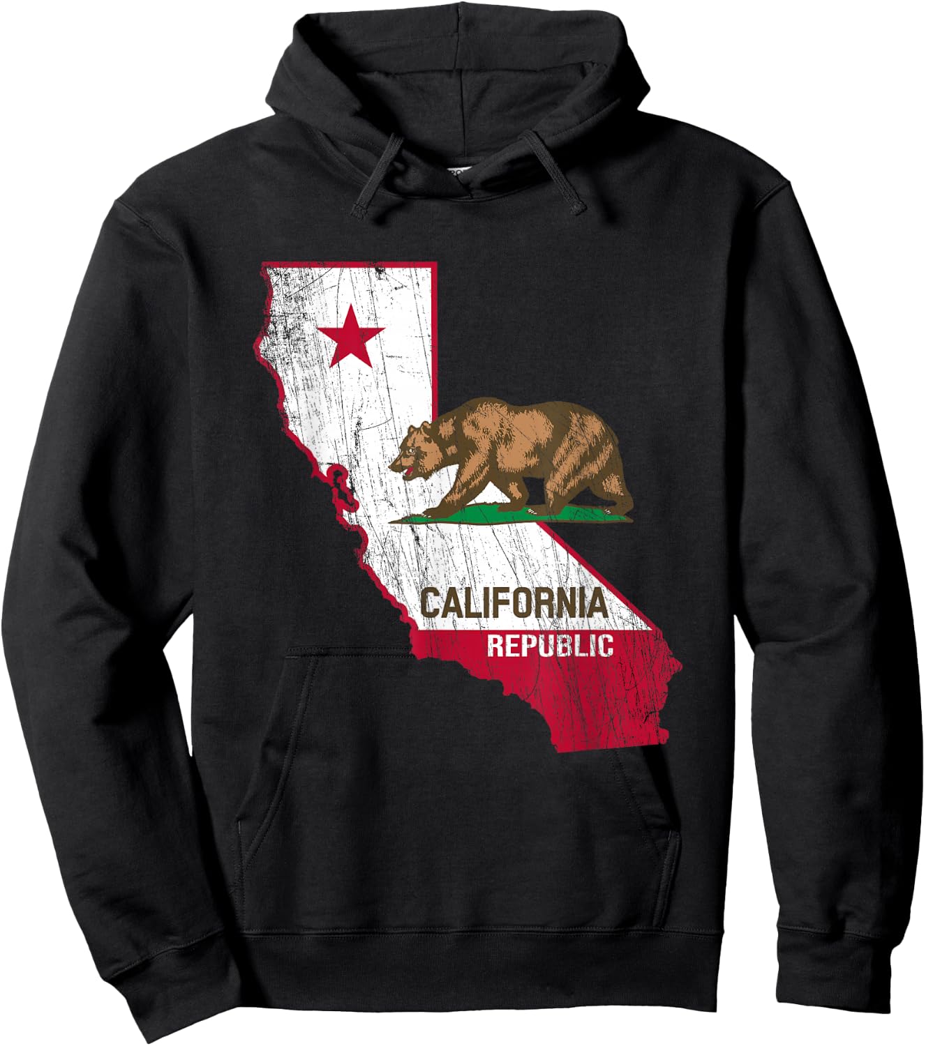 California Republic Flag - Distressed Design - Classic Hoodie - Hoodie | Black