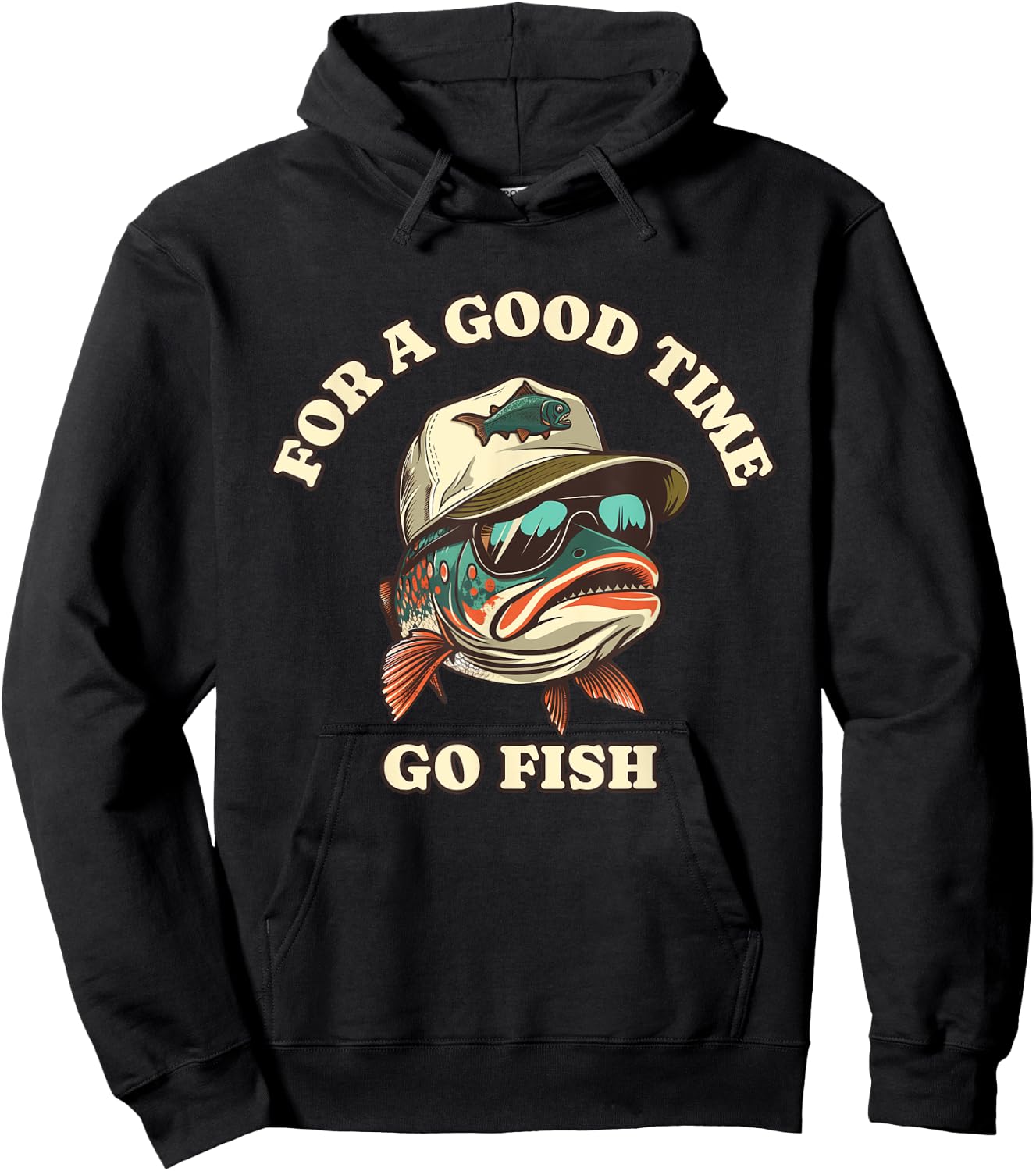 Funny Trout Fisherman Fishing Good Time Joke , Small, Black Hoodie - Hoodie | Black