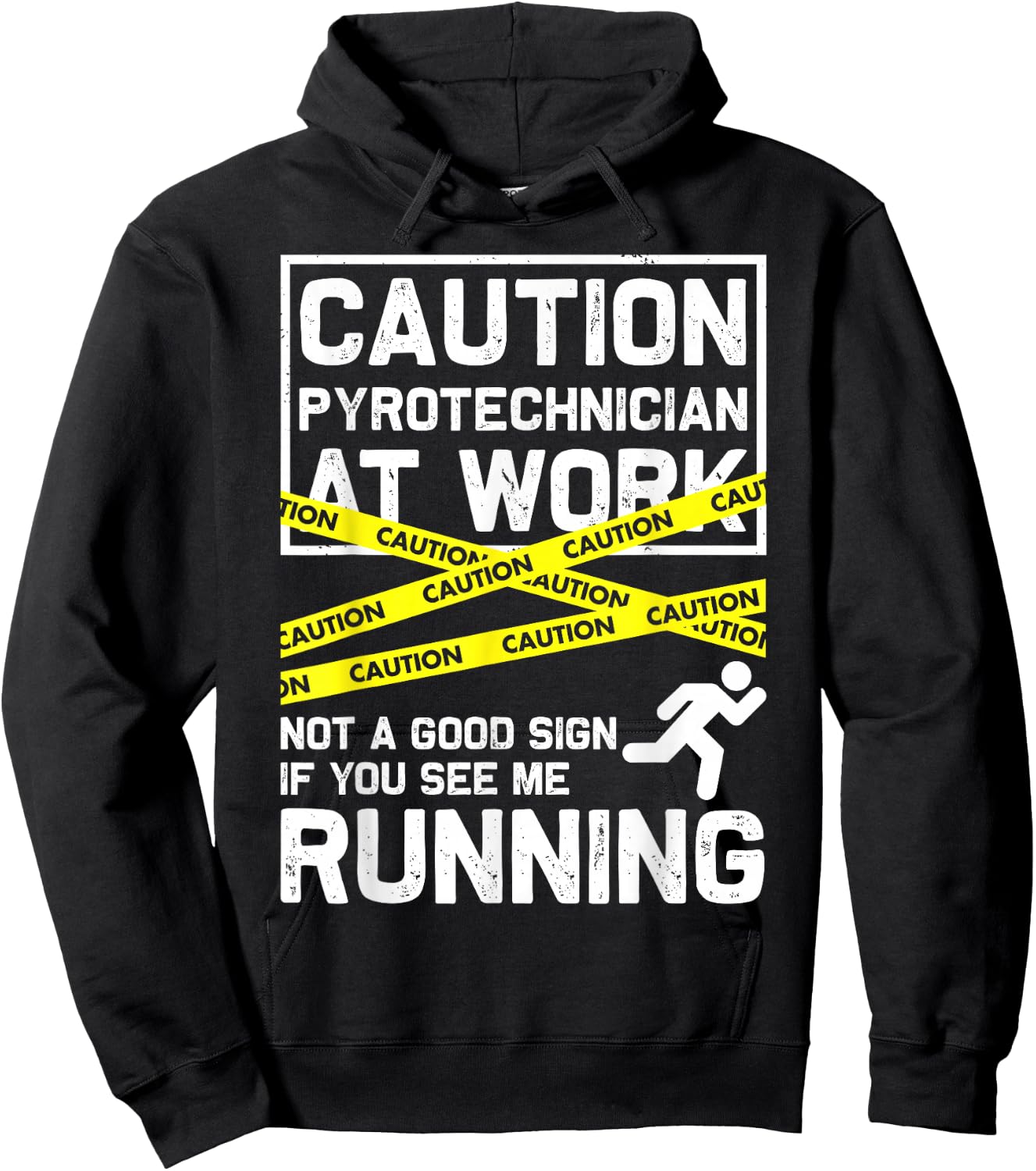 Caution Pyrotechnician At Work... Fireworks Pyro Funny Gift Hoodie - Hoodie | Black