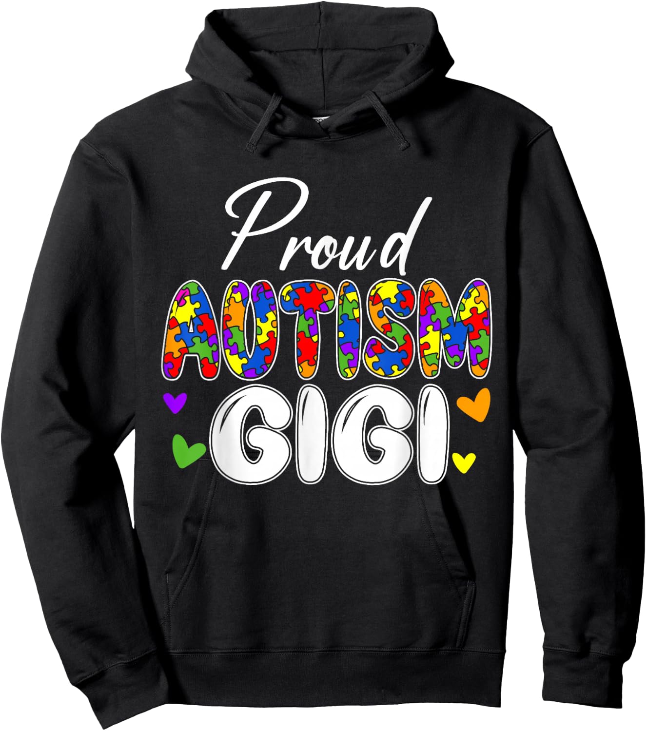 Proud Autism Gigi Grandma Matching Family Autism Awareness Hoodie - Hoodie | Black