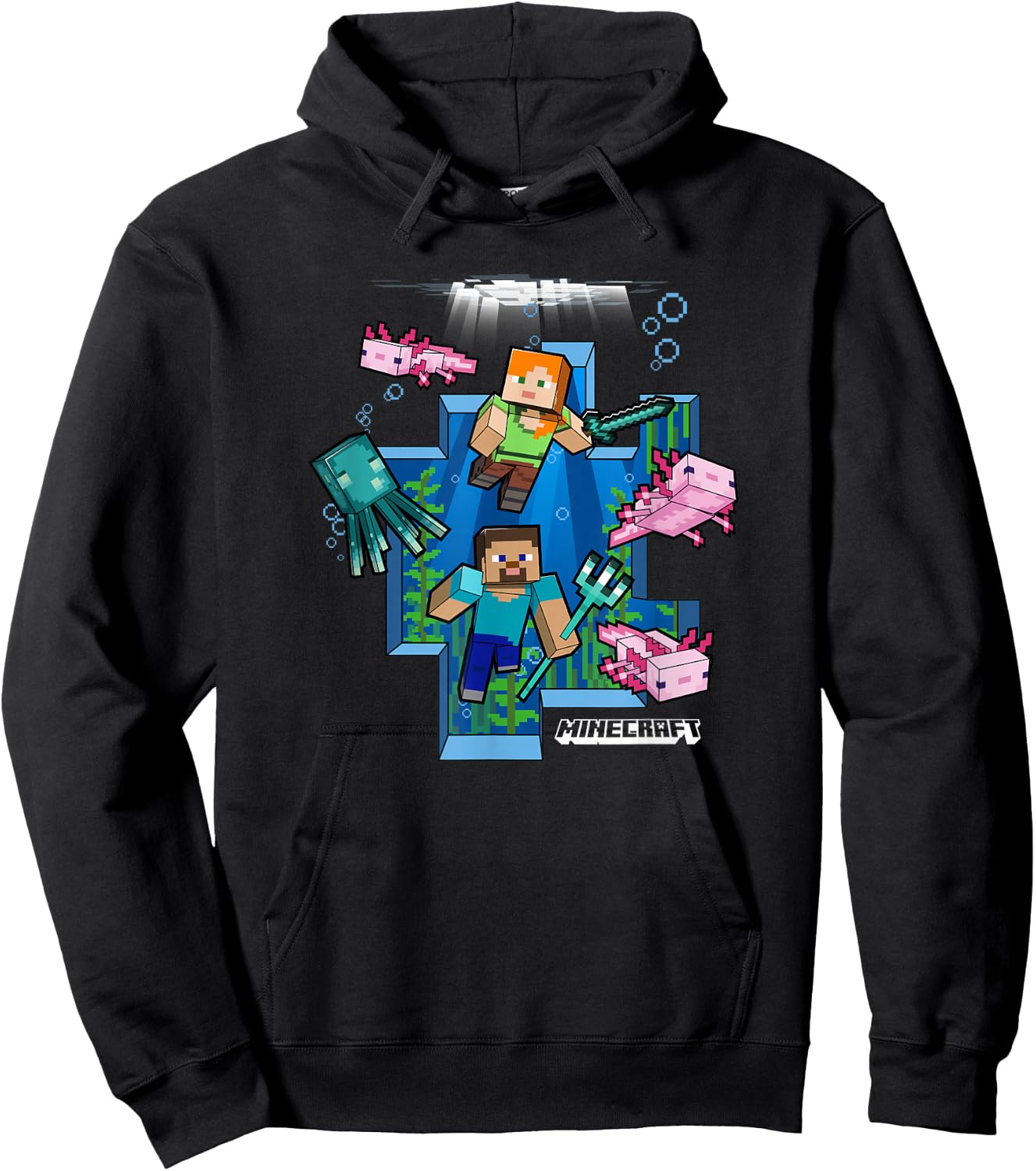 Minecraft Alex and Steve Under Water World Hoodie - Hoodie | Black