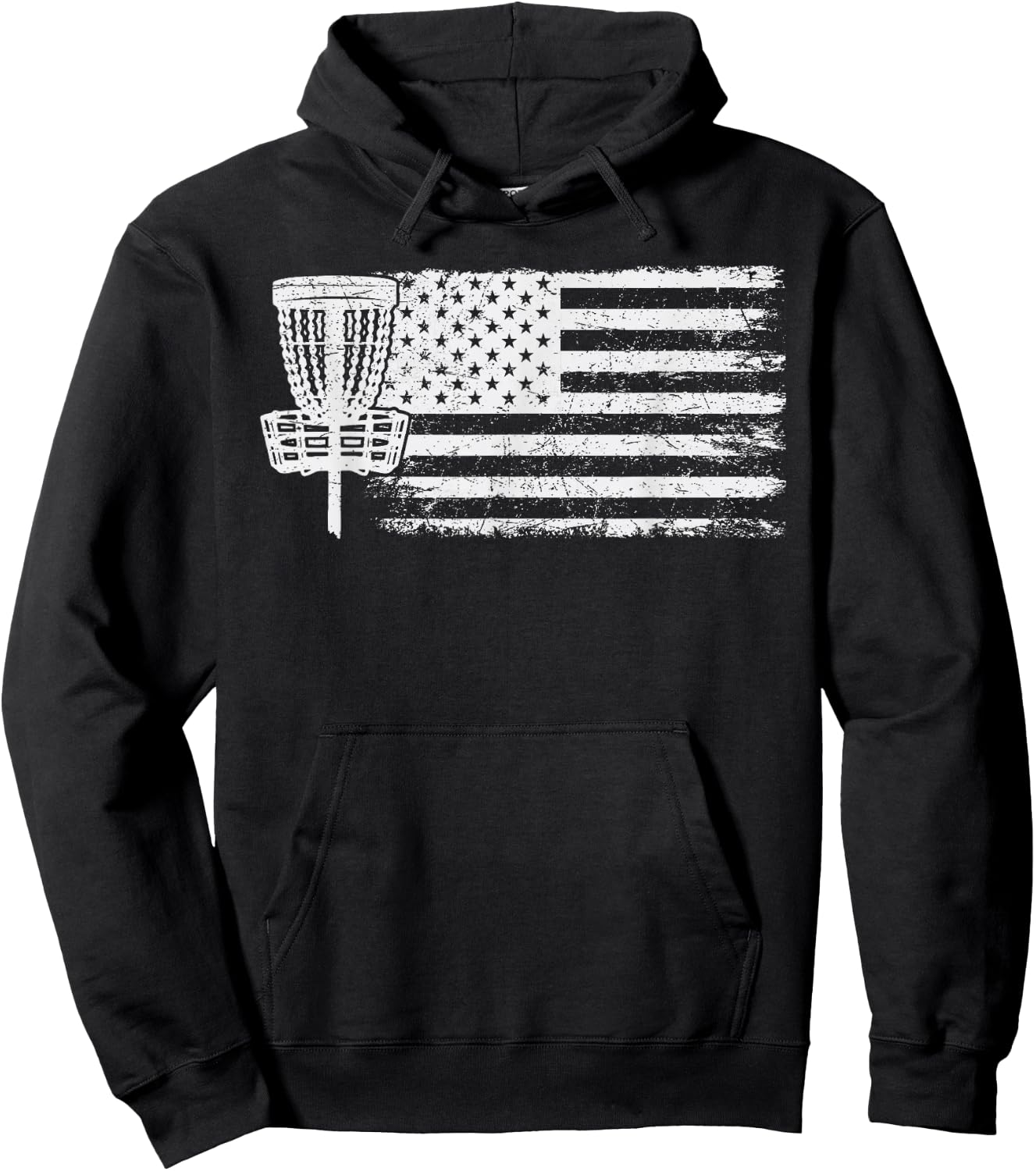 Disc Golf American Flag Shirt, USA Frisbee Disc Golfer Hoodie - Hoodie | Black