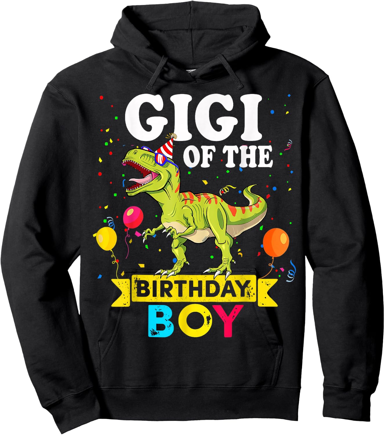 Gigi Of The Birthday Boy Dinosaur T-Rex Matching Family Hoodie - Hoodie | Black