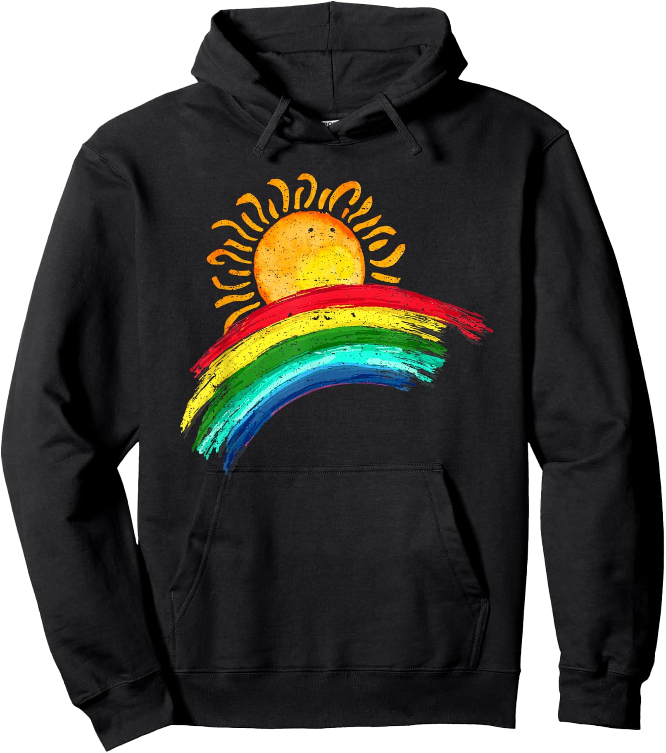 Sunshine and Rainbows Cute Distressed Gift Hoodie - Hoodie | Black