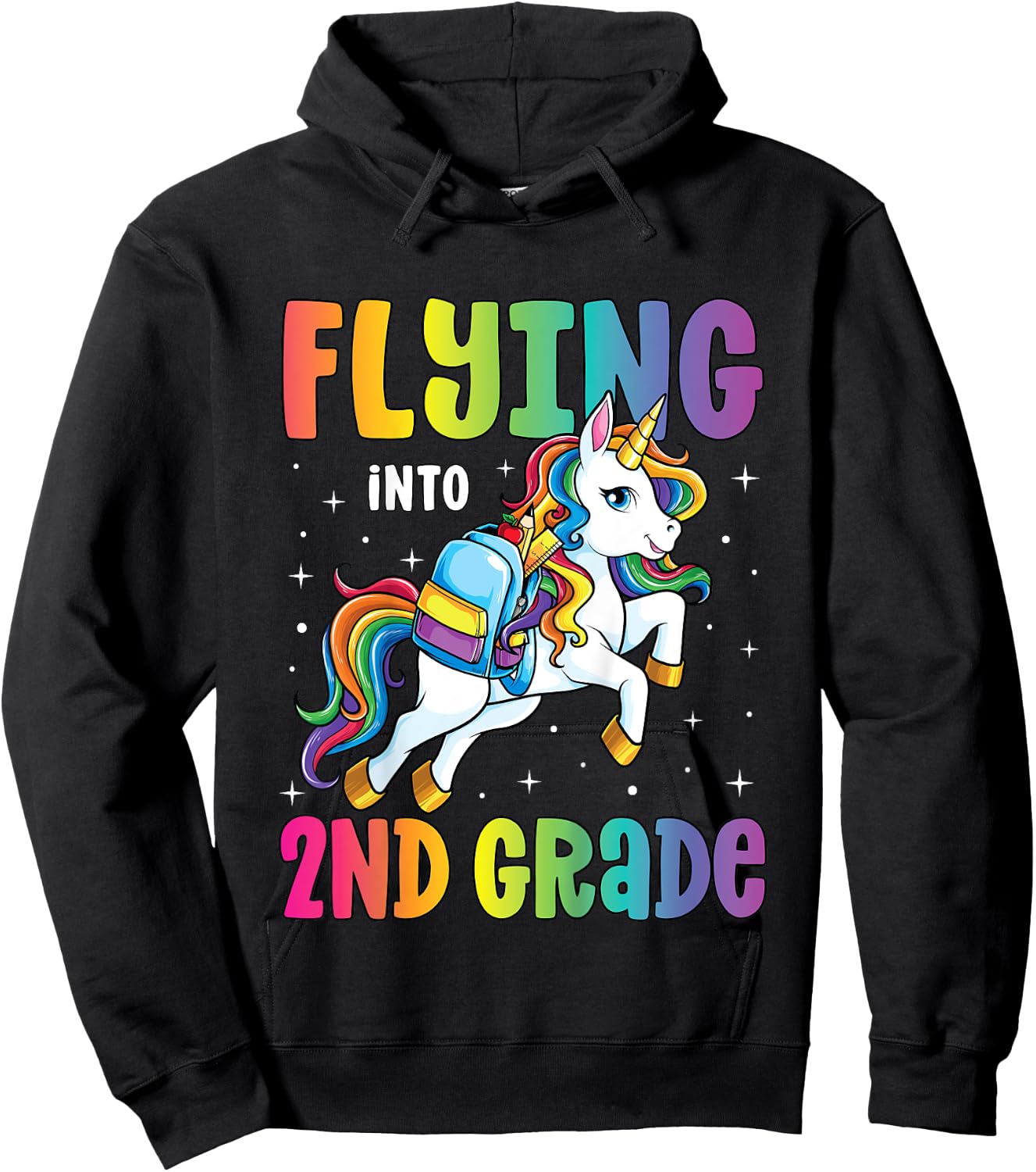 Second Grade Girls Unicorn First Day of 2nd Grade Hoodie - Hoodie | Black