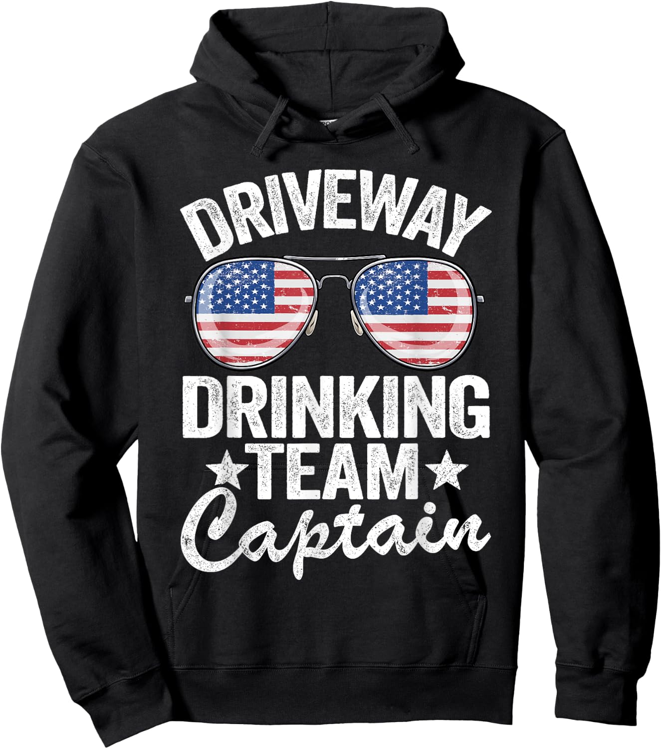 Beer Driveway Drinker US Flag Driveway Drinking Team Captain Hoodie - Hoodie | Black