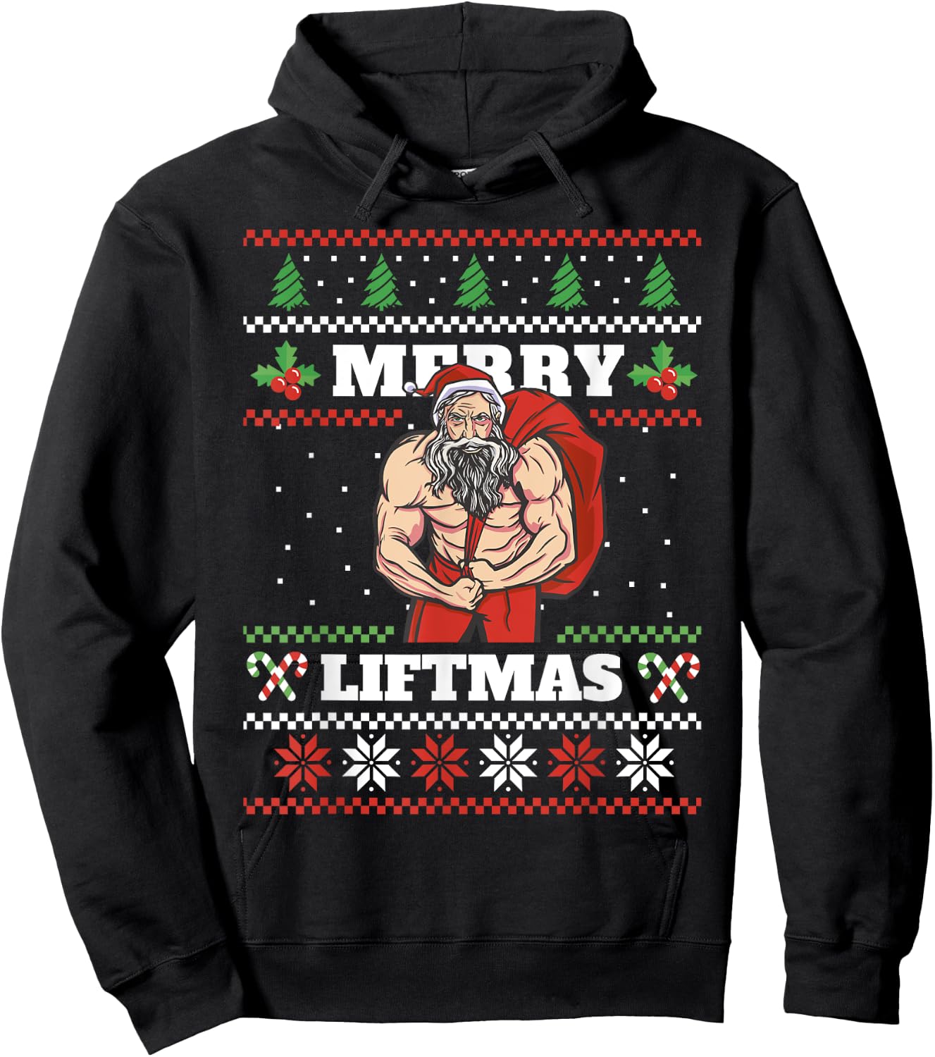 Santa Claus Weightlifting Christmas Fitness Gym Xmas Men Hoodie - Hoodie | Black