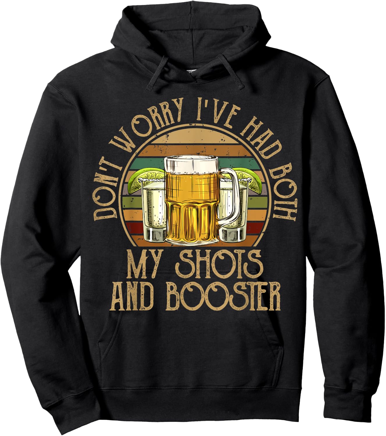 Funny Vaccination I Got My Two Shots And A Booster Hoodie - Hoodie | Black