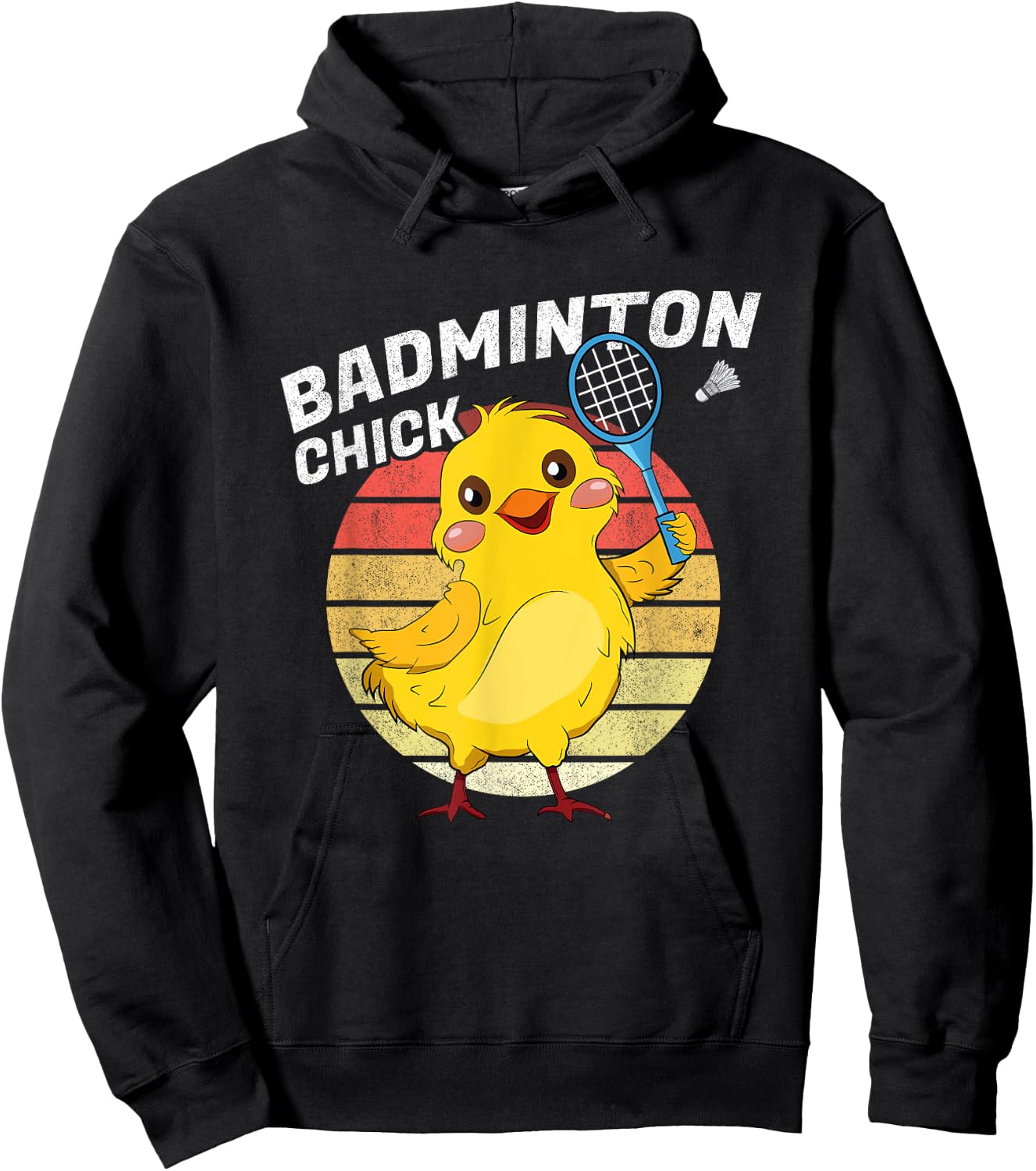 Badminton Chick Retro Chicken Birdie Women Badminton Hoodie - Hoodie | Black