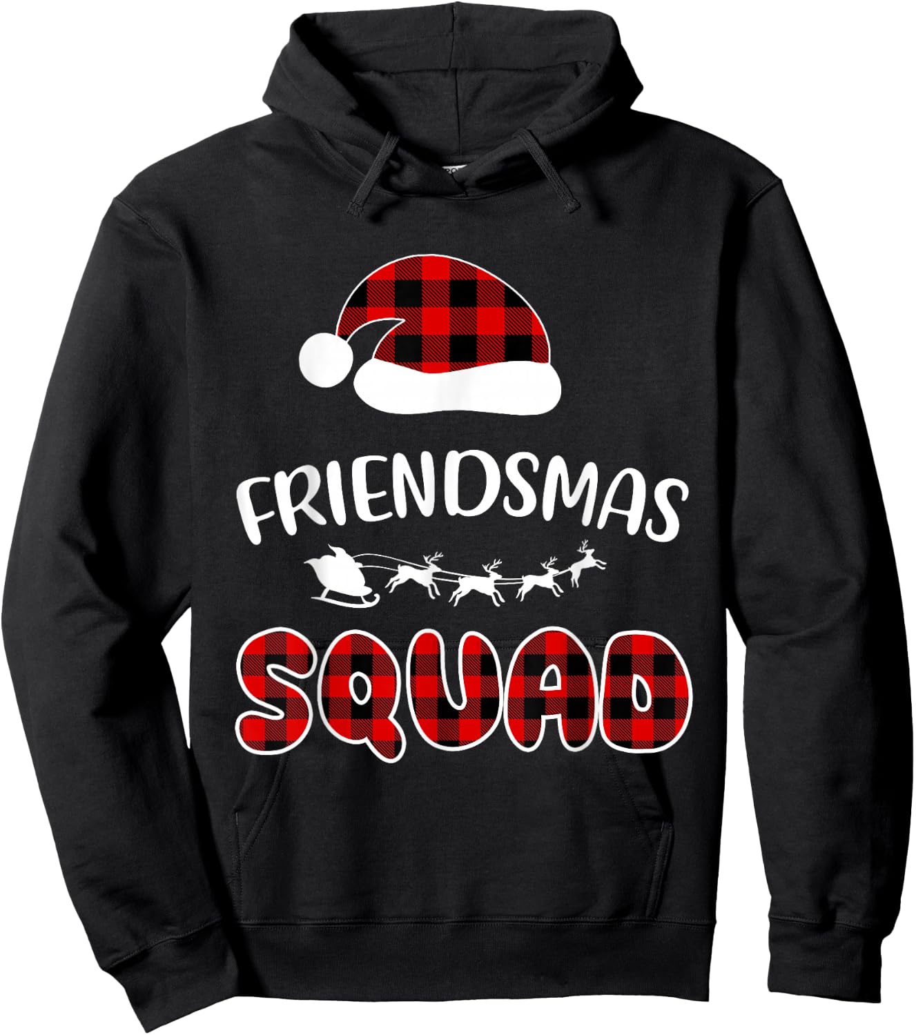 Friendsmas Squad Funny Xmas Light Family Matching Pajamas Hoodie - Hoodie | Black