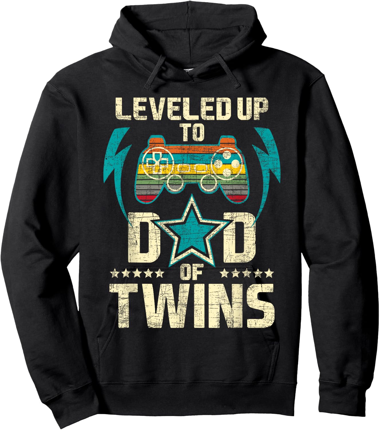 Leveled Up To Dad Of Twins - Twin Dad Father Of Twins Hoodie - Hoodie | Black