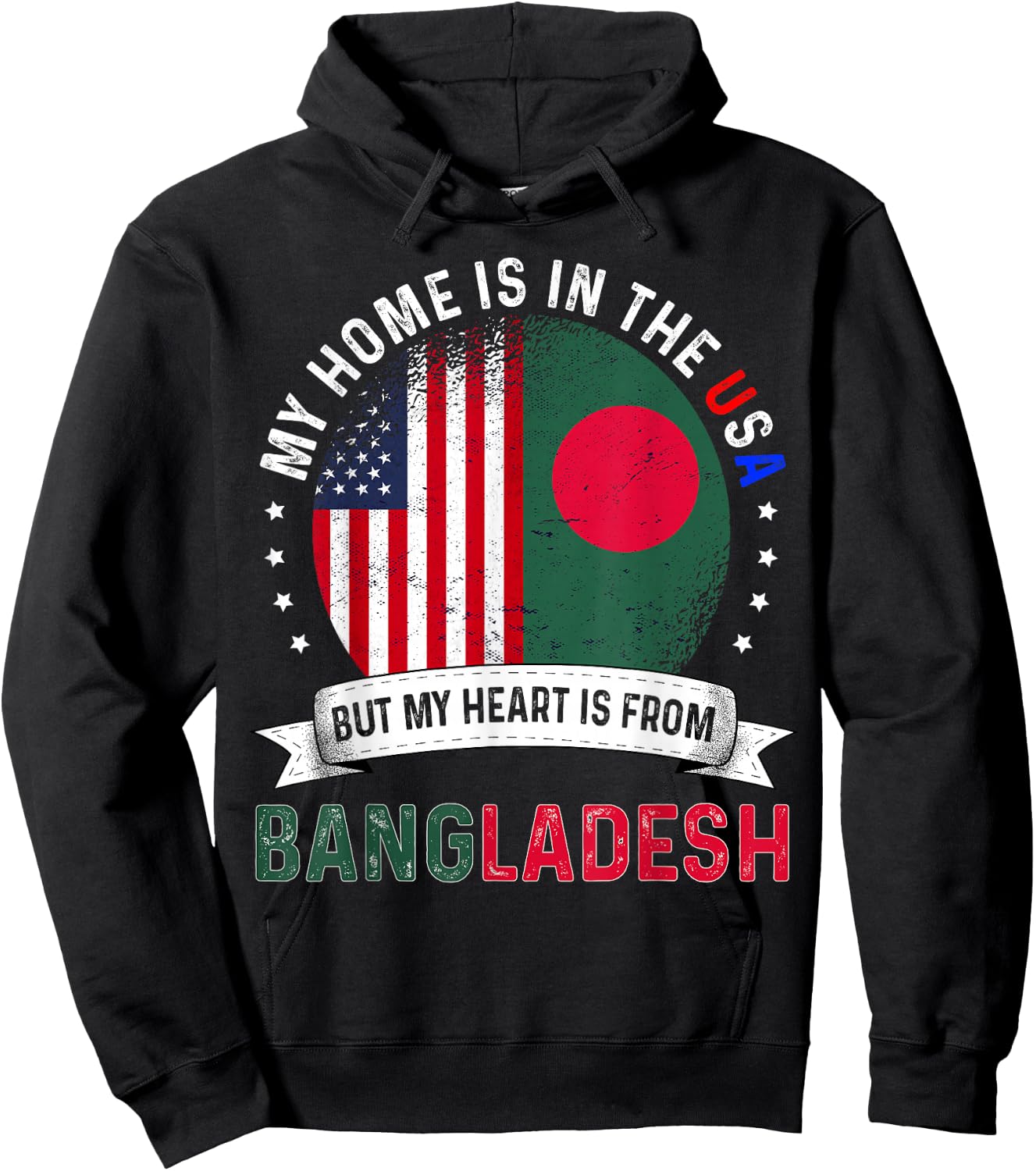 Bangladeshi American Patriot Heart is from Bangladesh Flag Hoodie - Hoodie | Black
