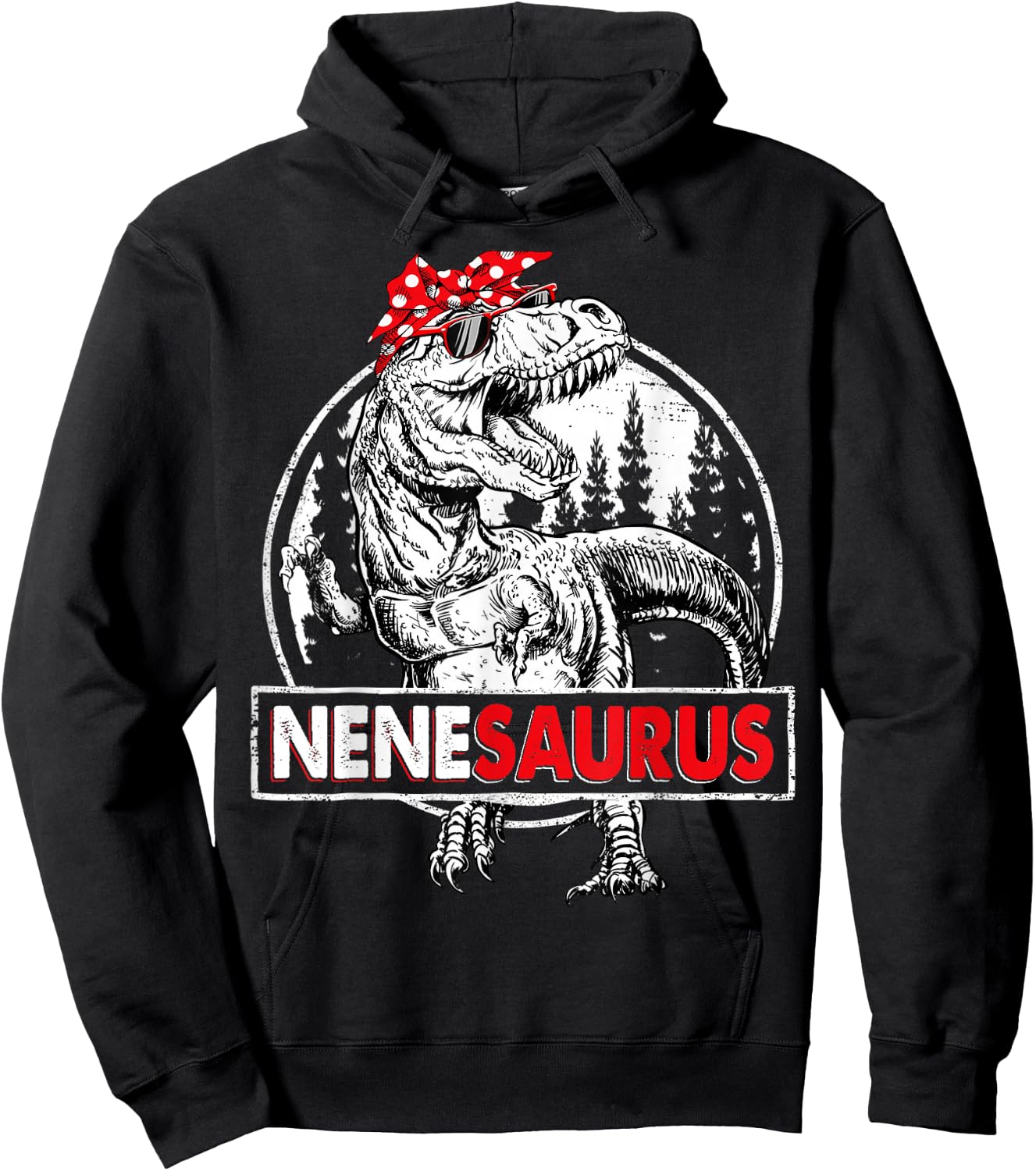 Nenesaurus T rex Dinosaur Nene Saurus Mother's Day Family Hoodie - Hoodie | Black