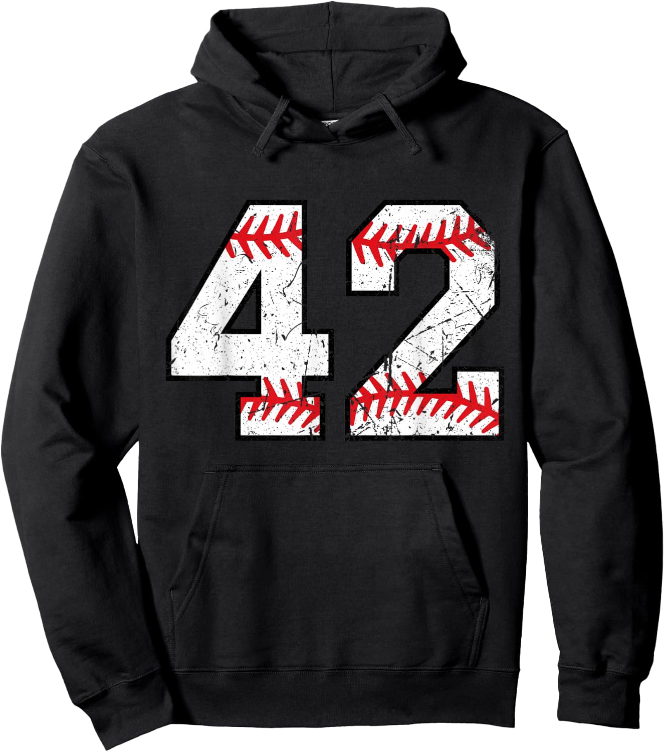 Number #42 Baseball Softball Varsity Vintage Number Hoodie - Hoodie | Black