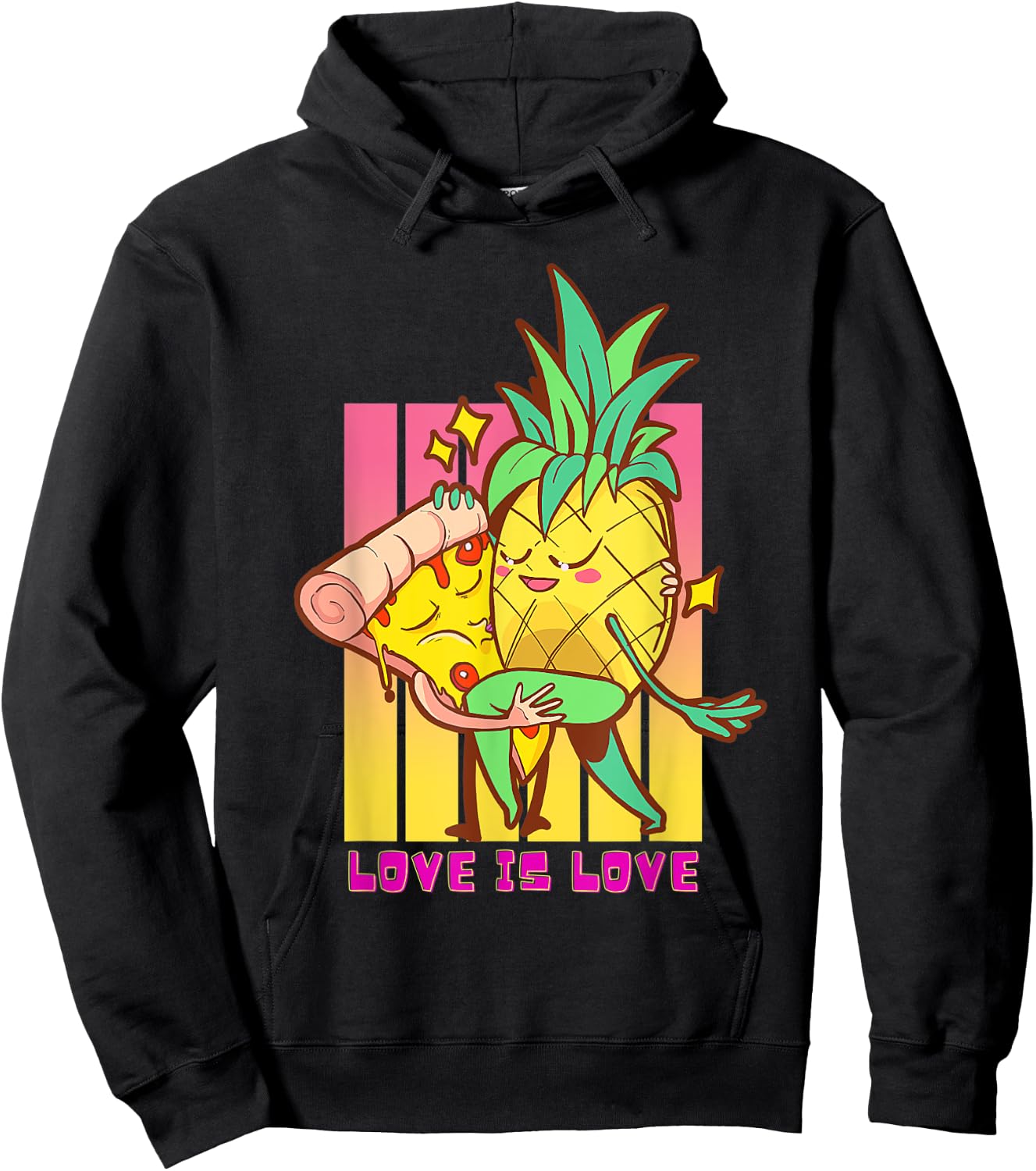 Pineapple Pizza Dancing Love Is Love Aloha Beach Hawaii Hoodie - Hoodie | Black