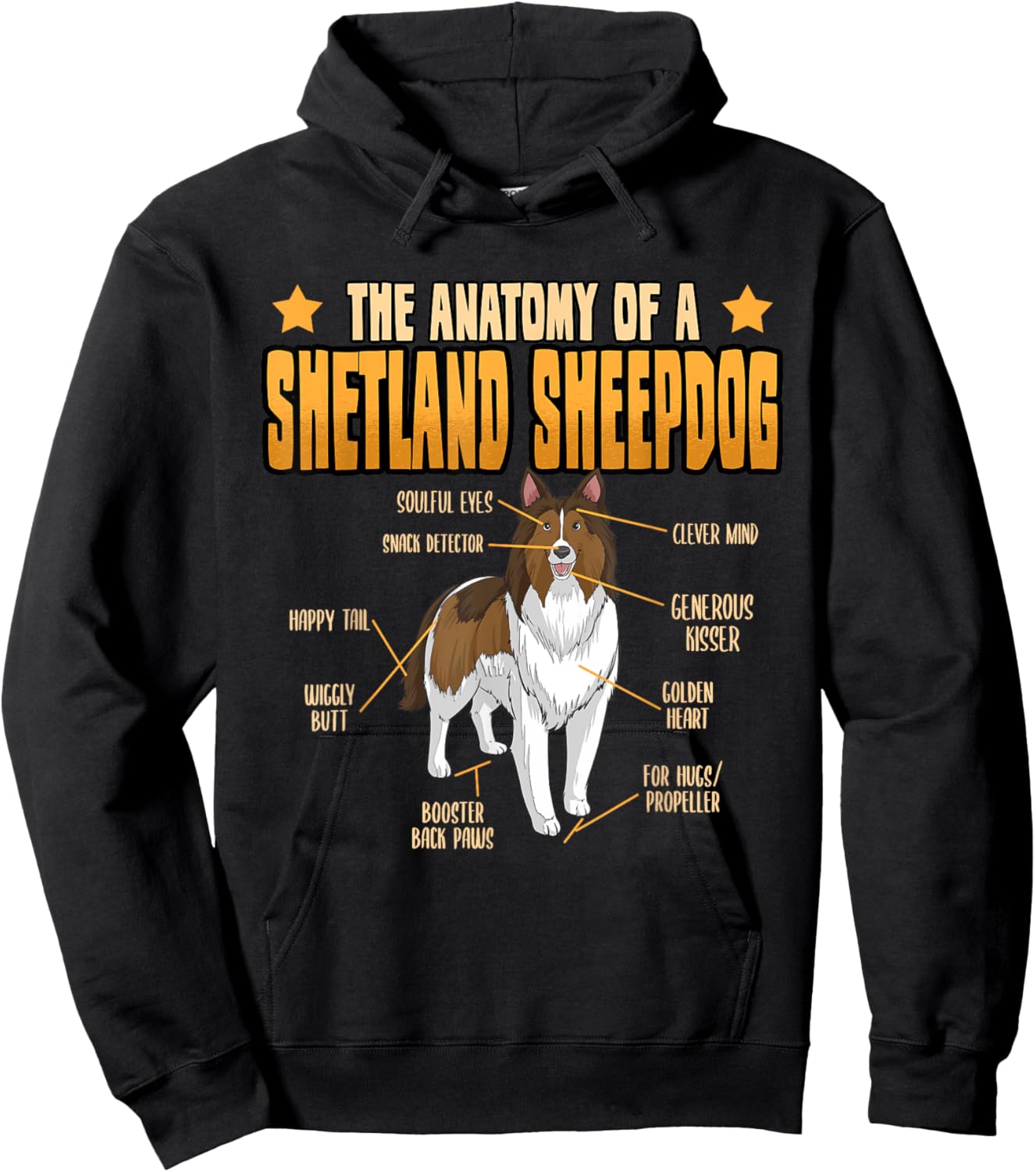 Sheltie The Anatomy Of A Shetland Sheepdog Puppy Lovers Women Hoodie - Hoodie | Black