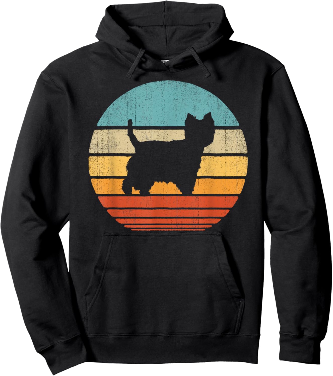 Westie West Highland White Terrier Retro Vintage Sunset Dog Hoodie - Hoodie | Black