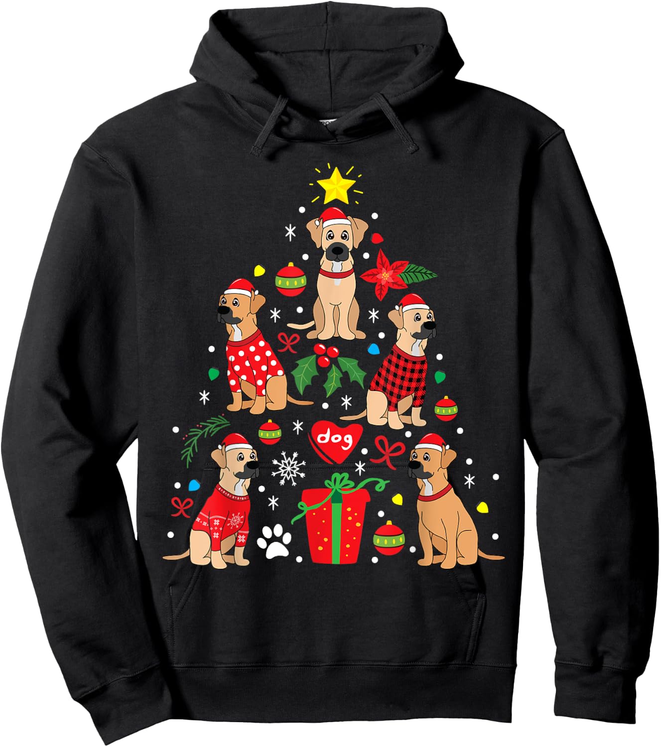 Black Mouth Cur Christmas Bauble Tree Dog Gift Women Kids Hoodie - Hoodie | Black