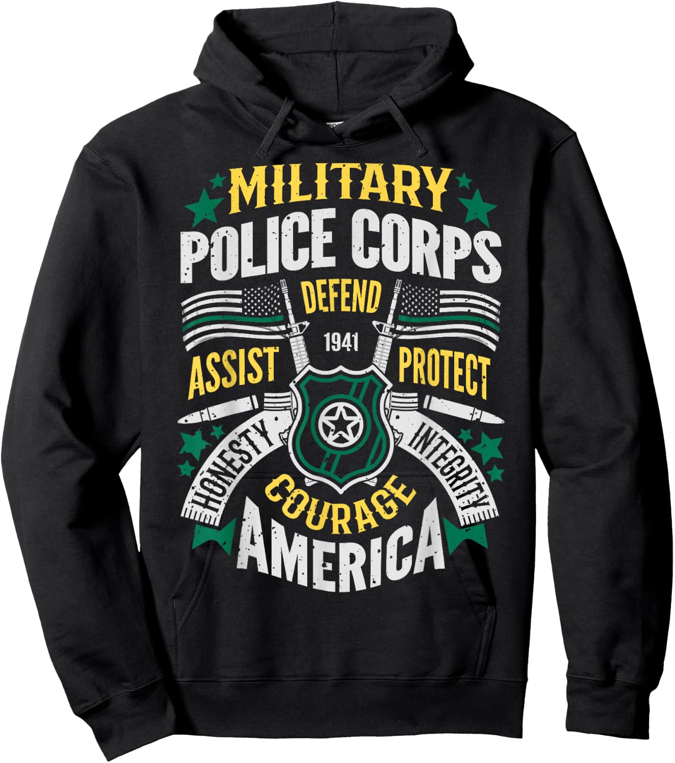 Military Police T shirt MP Veteran Assist Defend Protect Hoodie - Hoodie | Black