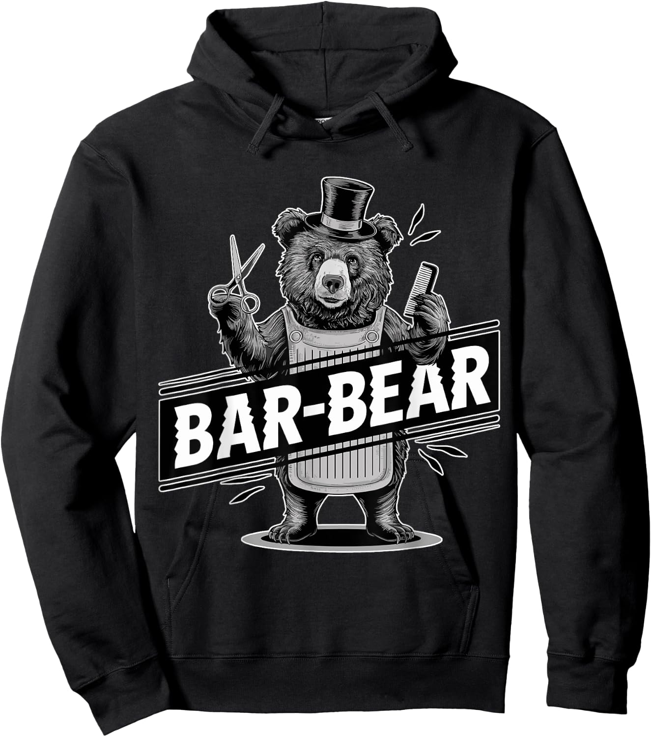 Bar-Bear Lover Funny Barber Meme Hairdresser Joke Barber Gag Hoodie - Hoodie | Black